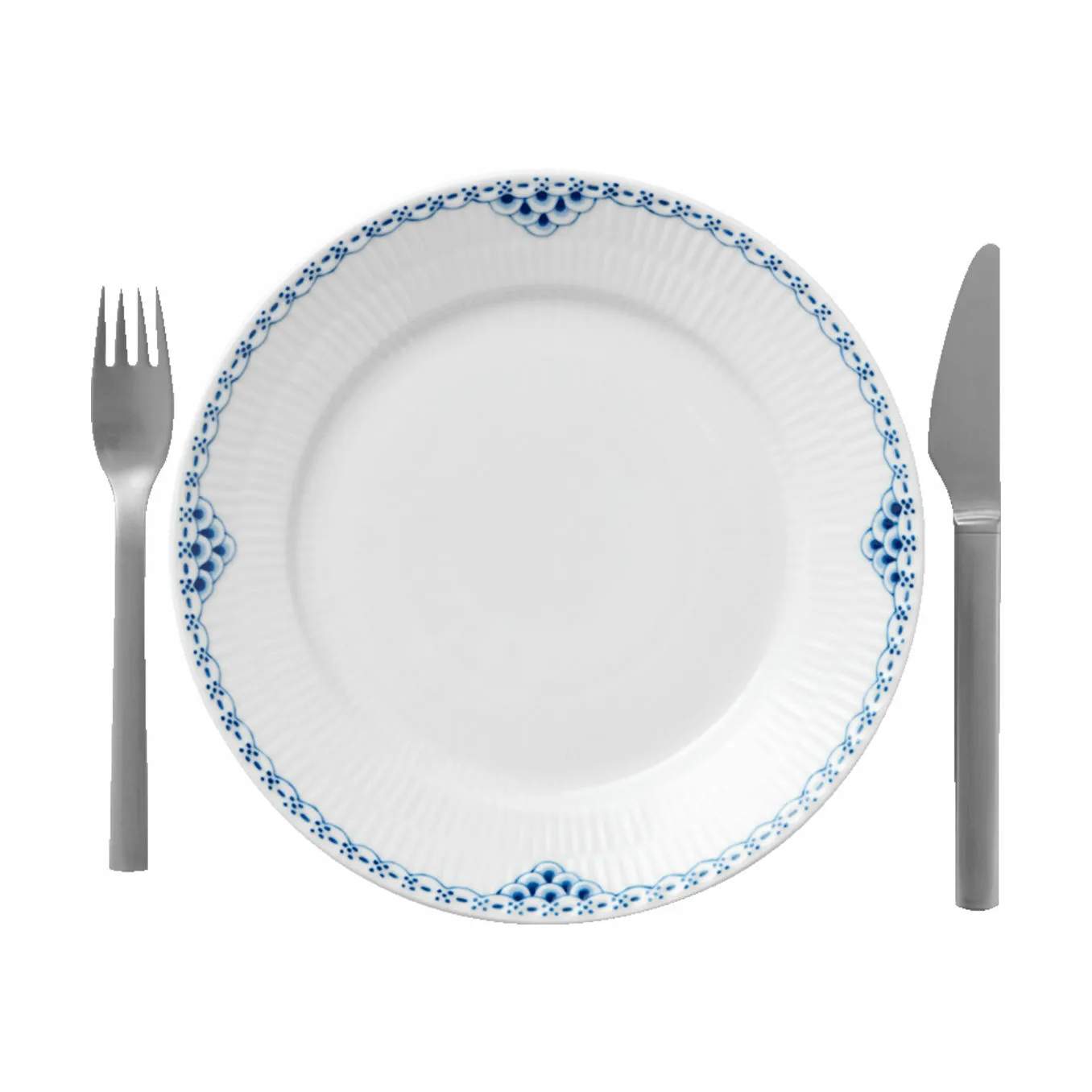 Royal Copenhagen Frokosttallerkener Prinsesse Frokosttallerken i Koboltblå/hvid, 22 cm, 4