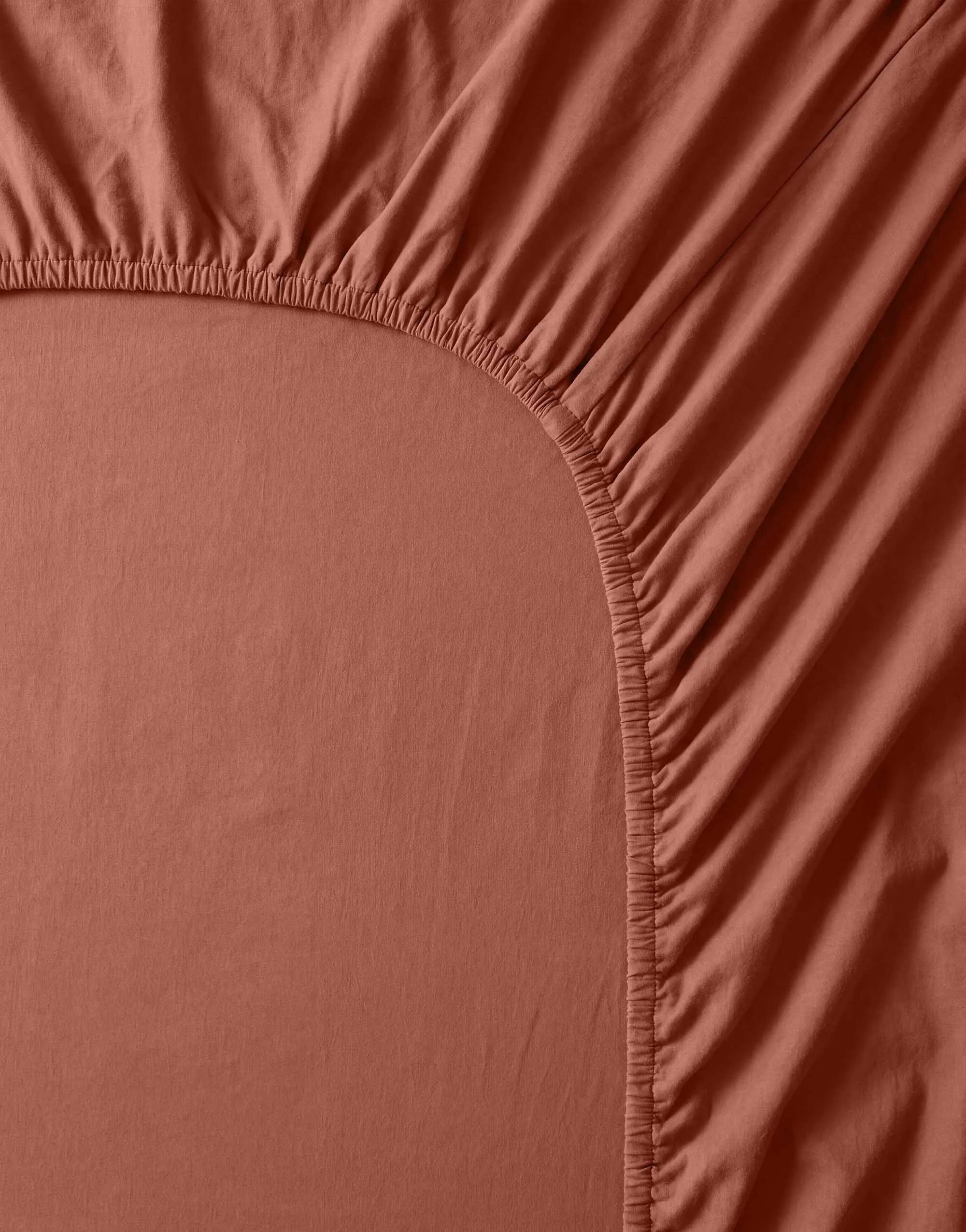 Essenza Lagner Fine Organic Jersey Topmadraslagen i Terracotta, B100 x L220 cm, 3