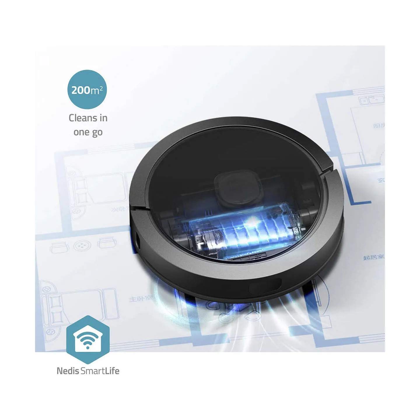 Nedis Robotstøvsugere Smart Life Robotstøvsuger WIFIVCL002CBK i WIFIVCL002CBK sort, 4