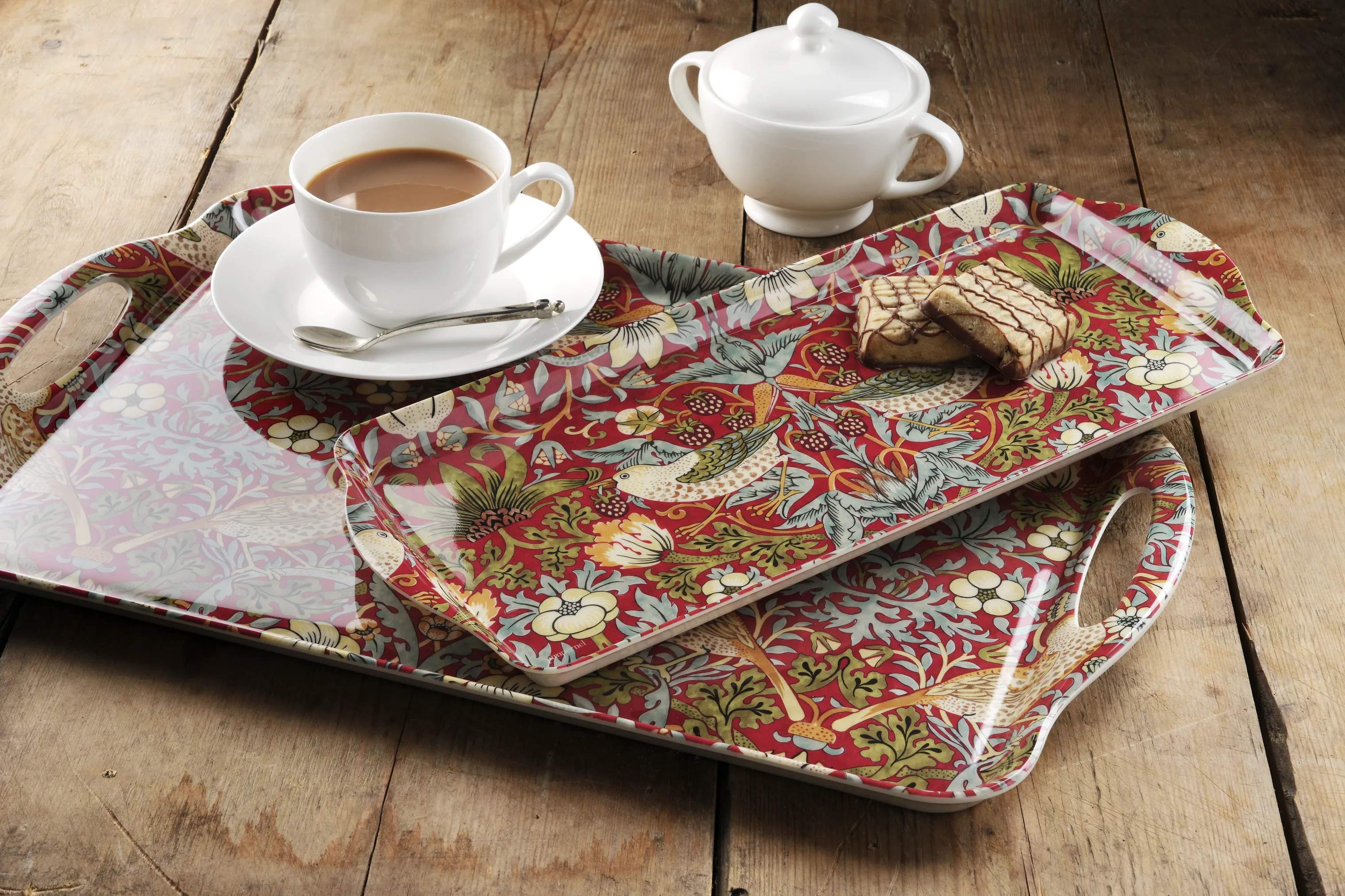 Pimpernel Bakker Morris & Co Strawberry Thief Serveringsbakke i Rød, 2