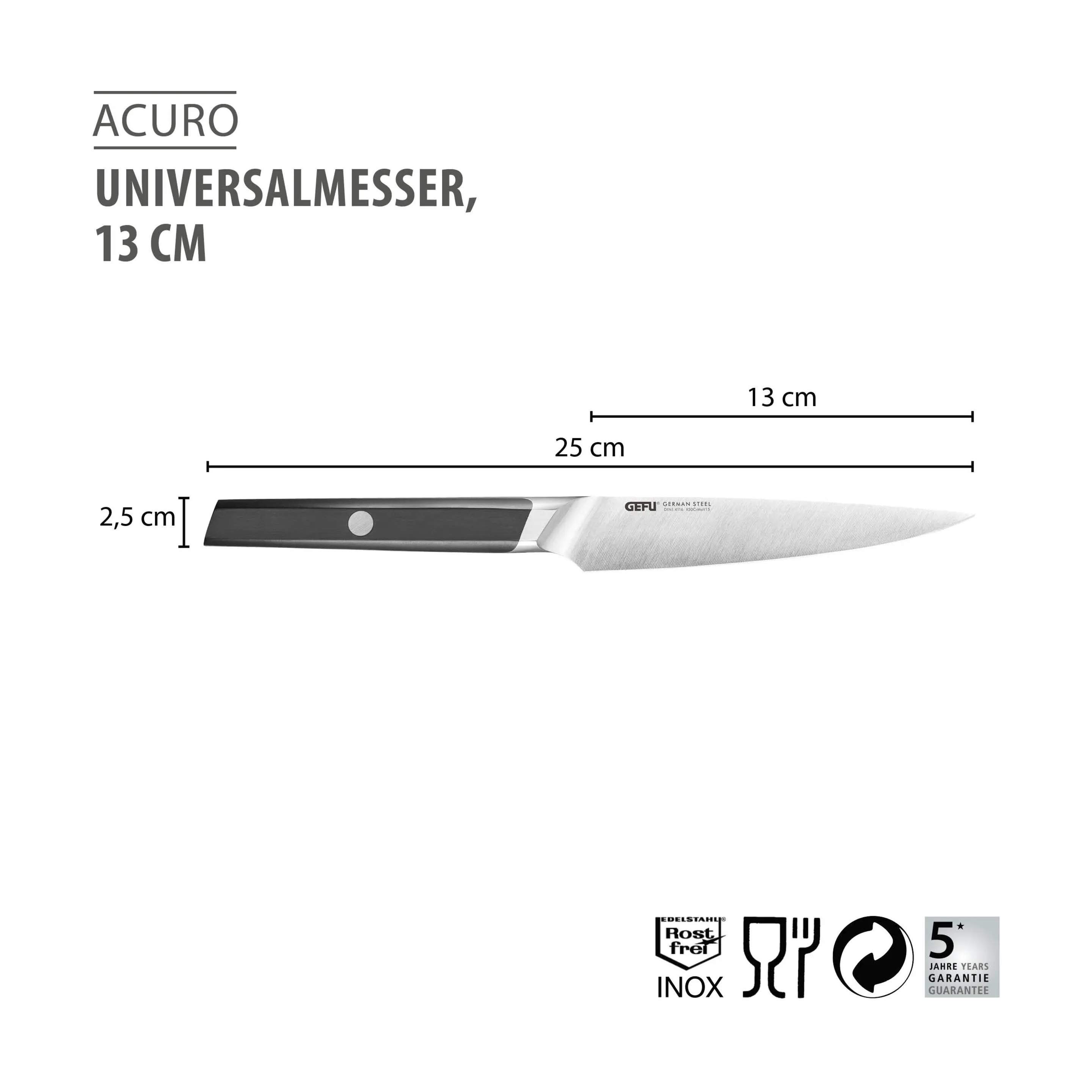 Gefu Universalknive Acuro Universalkniv i Sort/Sølv, 2