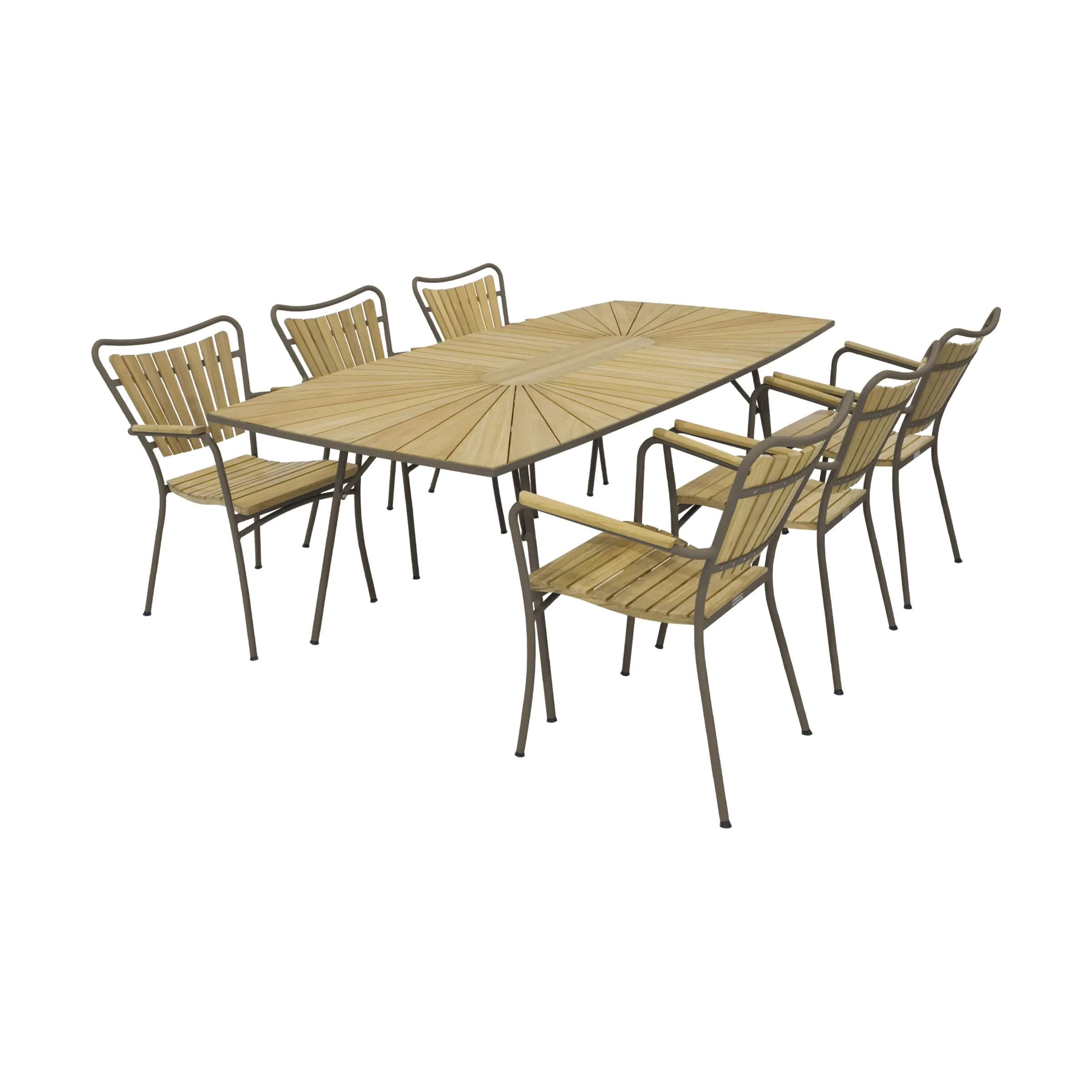 Mandalay Havemøbelsæt Marguerit Havemøbelsæt - 7 dele i mocca, 1 bord (L200) med 6 stole, 1