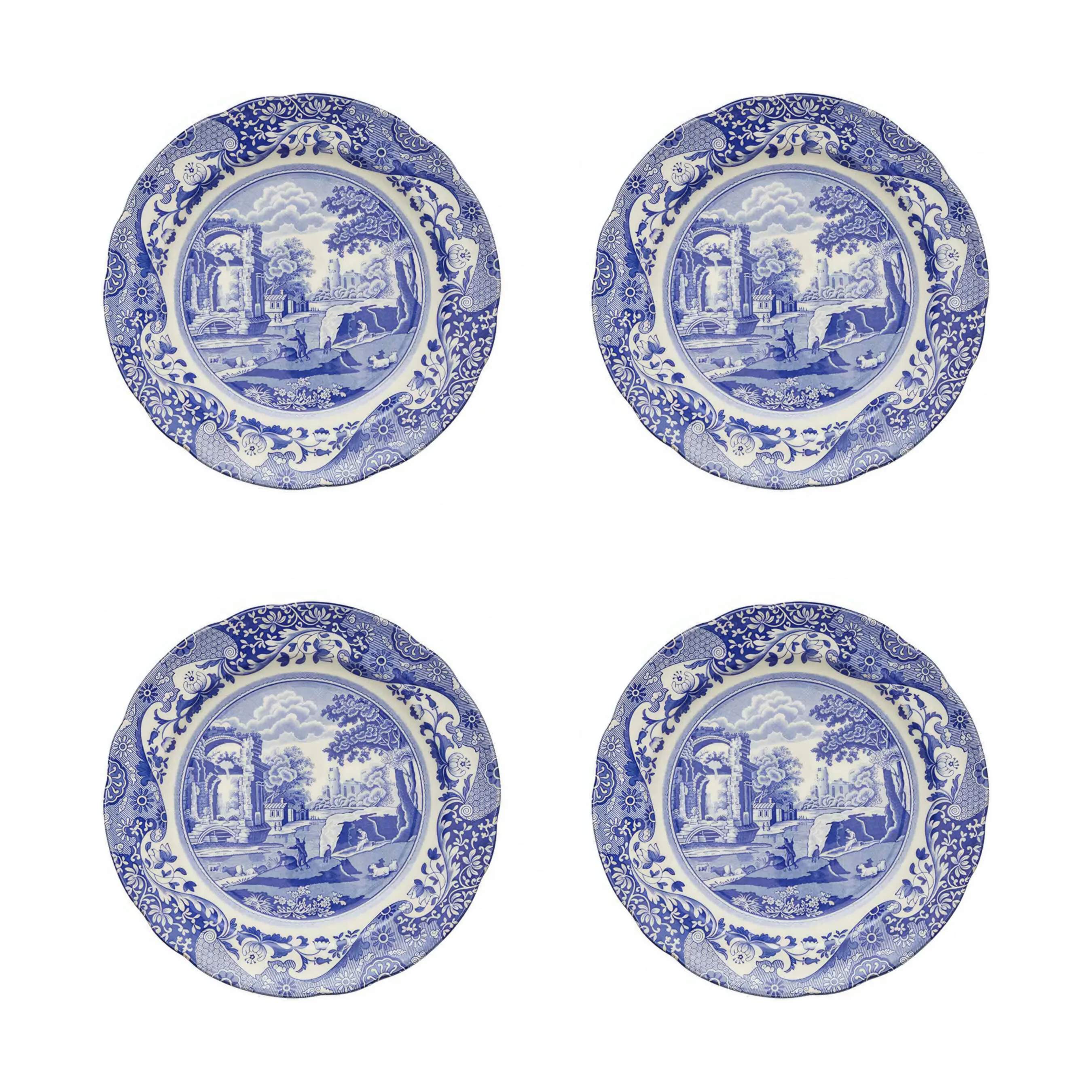 Spode Middagstallerkener Blue Italian Blue Italien Middagstallerken - 4 stk. i Blå/hvid, 1