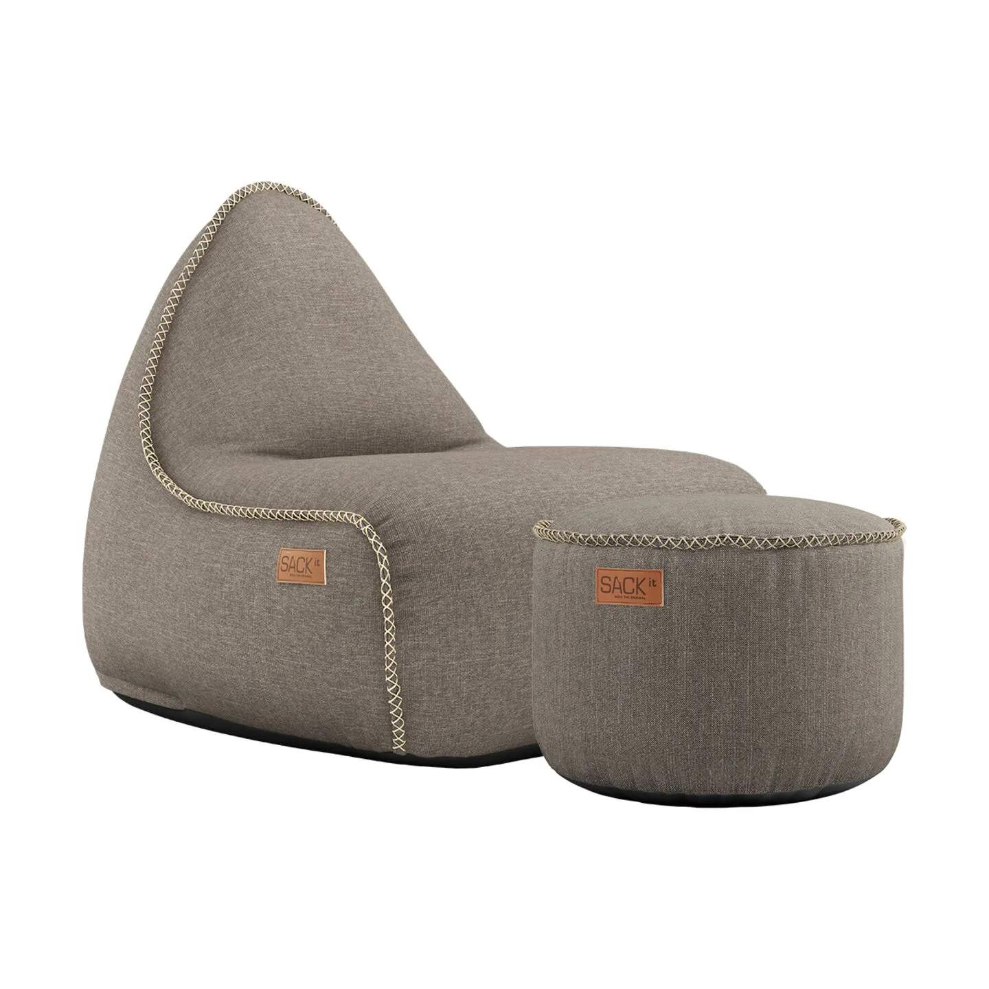 SACKit Loungesæt Cobana Sækkestol med Puf - 2 dele i Taupe, 1