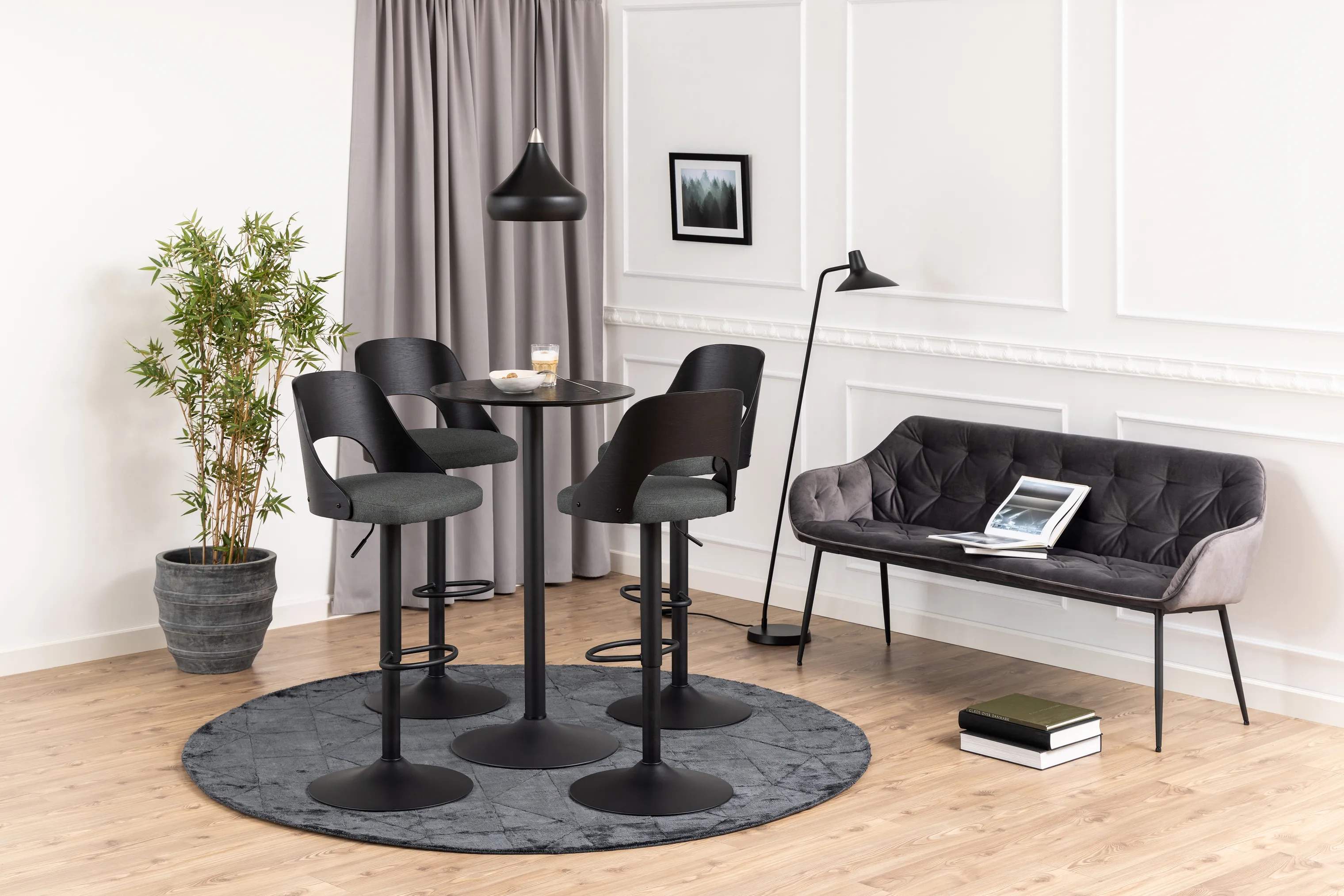 CASA Living Barstole Lucy Barstol - 2 stk. i mørkegrå/sort, 3