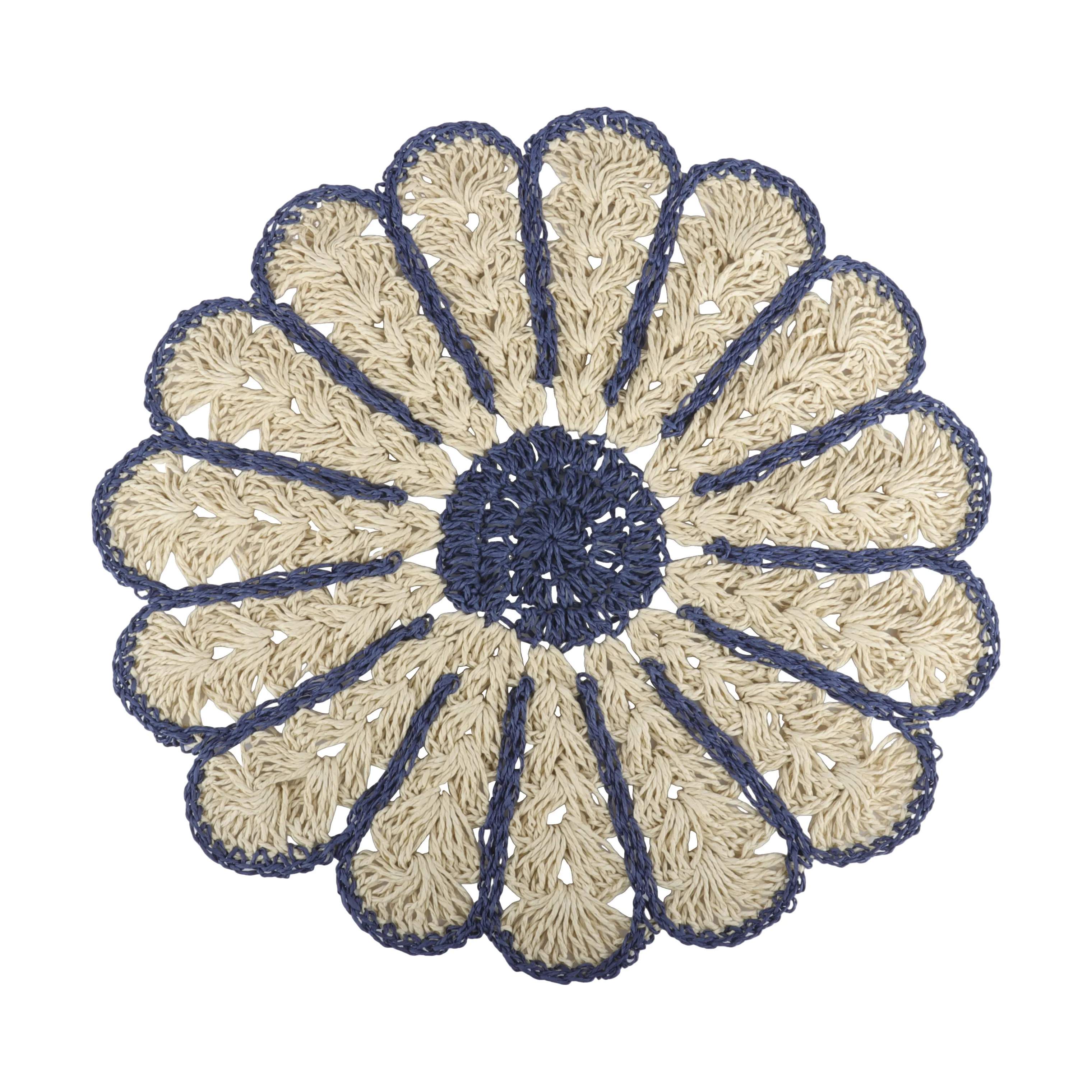 CASA Living Dækkeservietter Hæklet Dækkeserviet i Natur/blå, 1