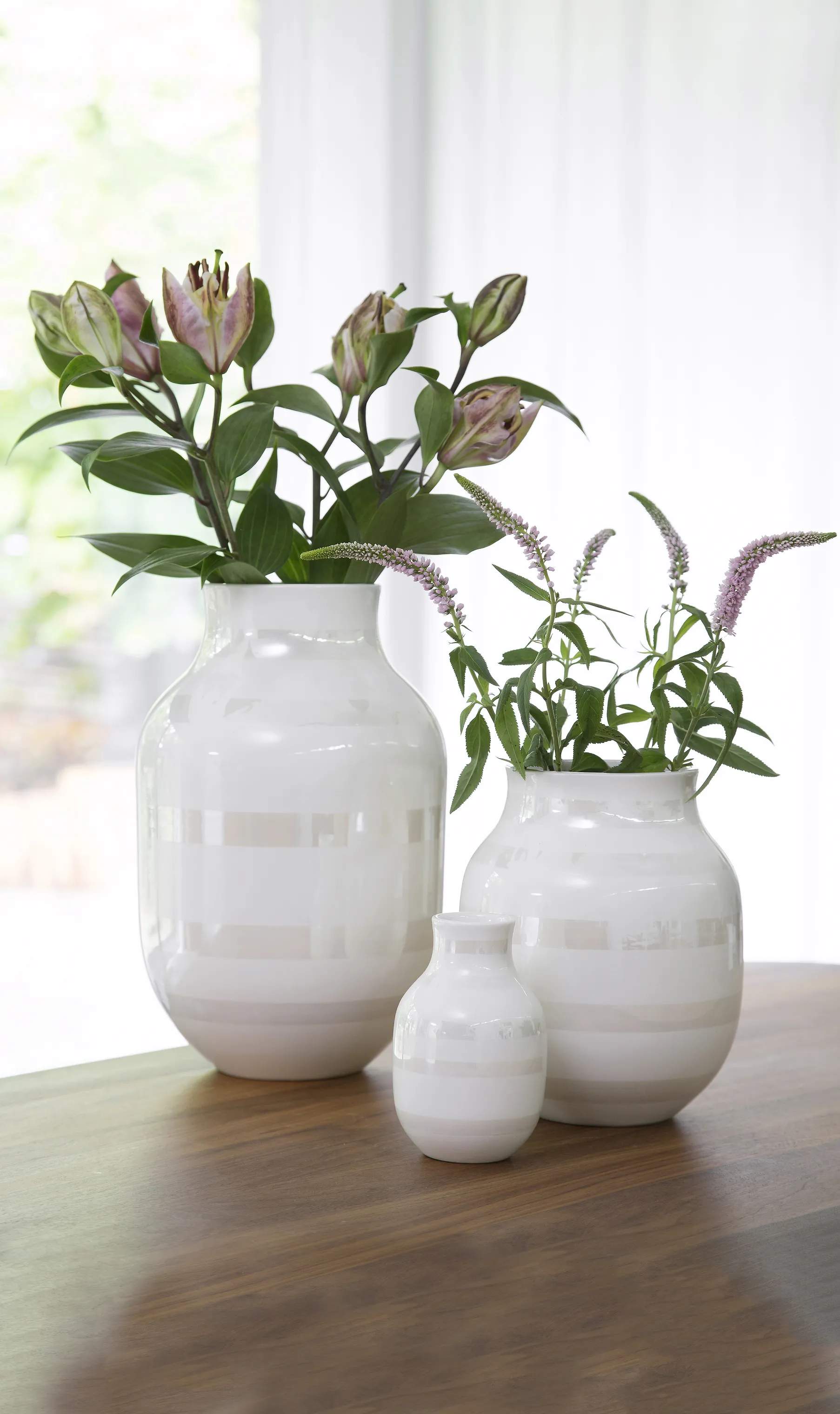 Kähler Vaser Omaggio Vase i Hvid/perlemor, H30 x Ø19,5 cm, 3