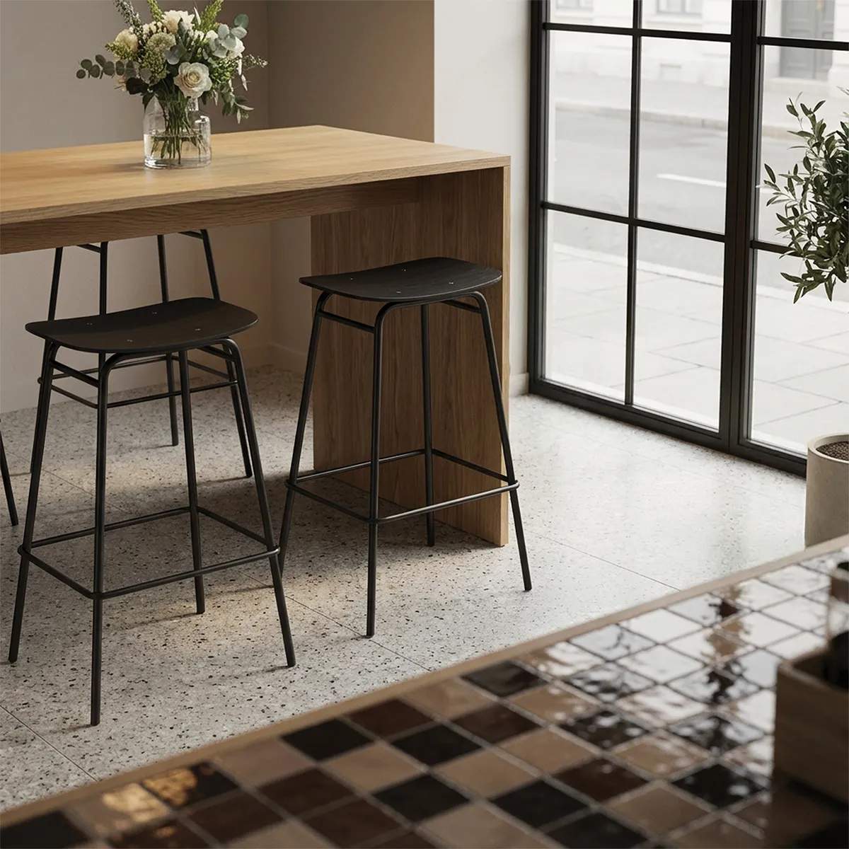 SACKit Barstole Frame Bar Stool Frame Barstol i Sort, 73 cm, 2