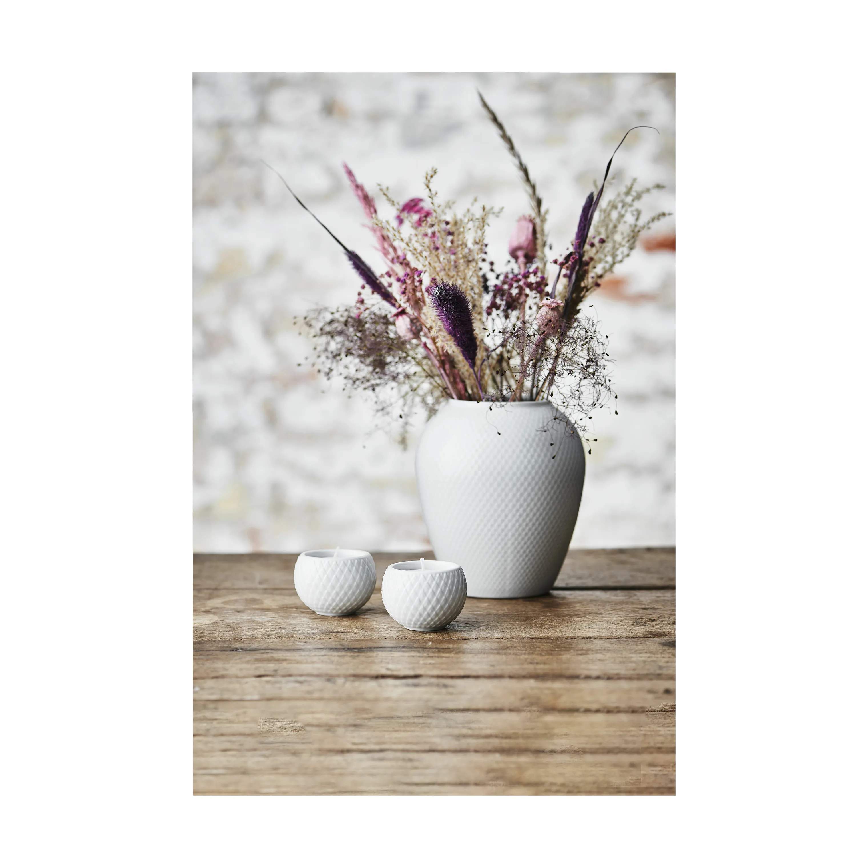 Lyngby Porcelæn Fyrfadsstage Rhombe Fyrfadsstage - 2 stk. i Hvid, 5 cm, 4