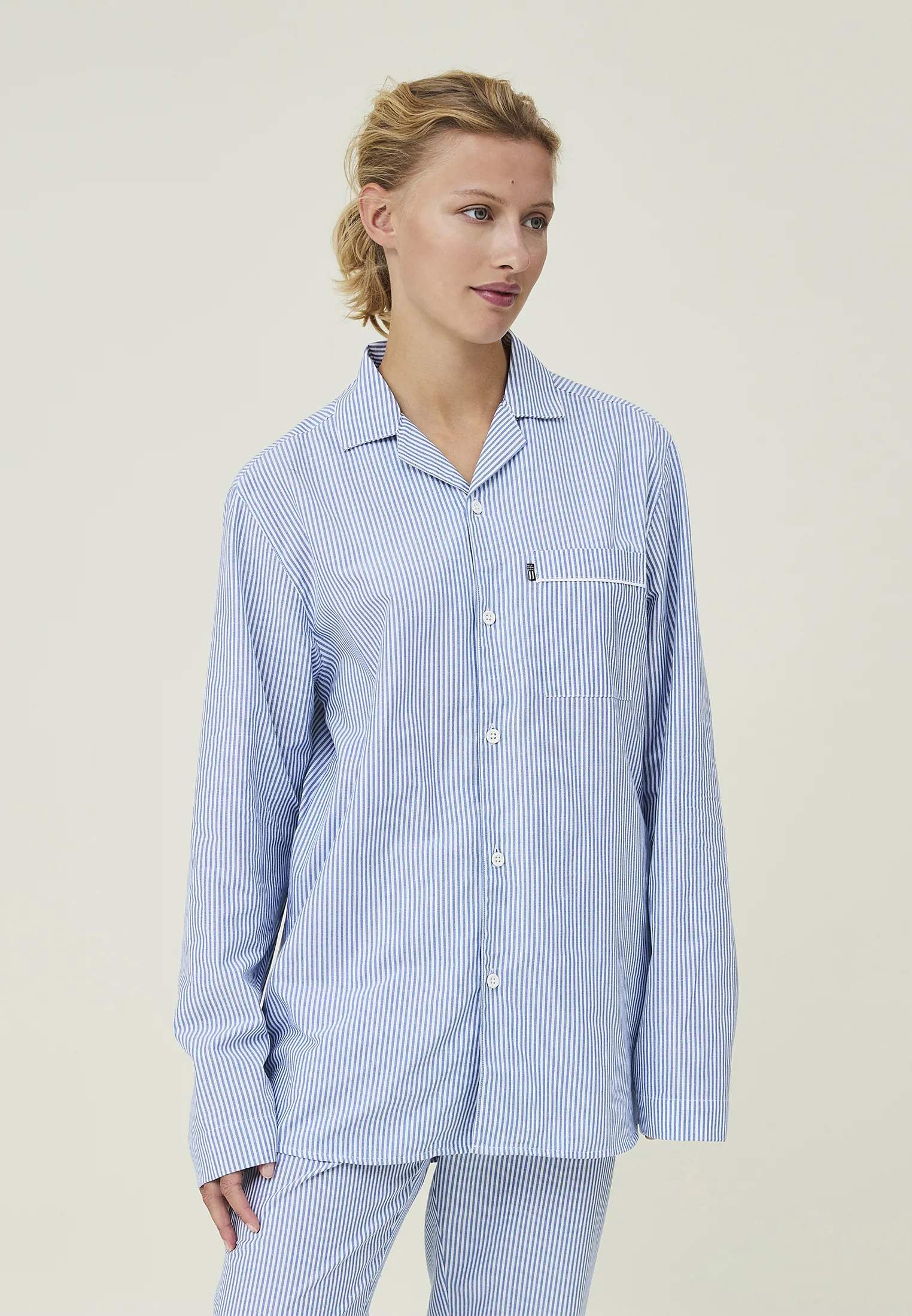 Lexington Pyjamas Icons Pyjamassæt Organic i Blue/White, S, 4