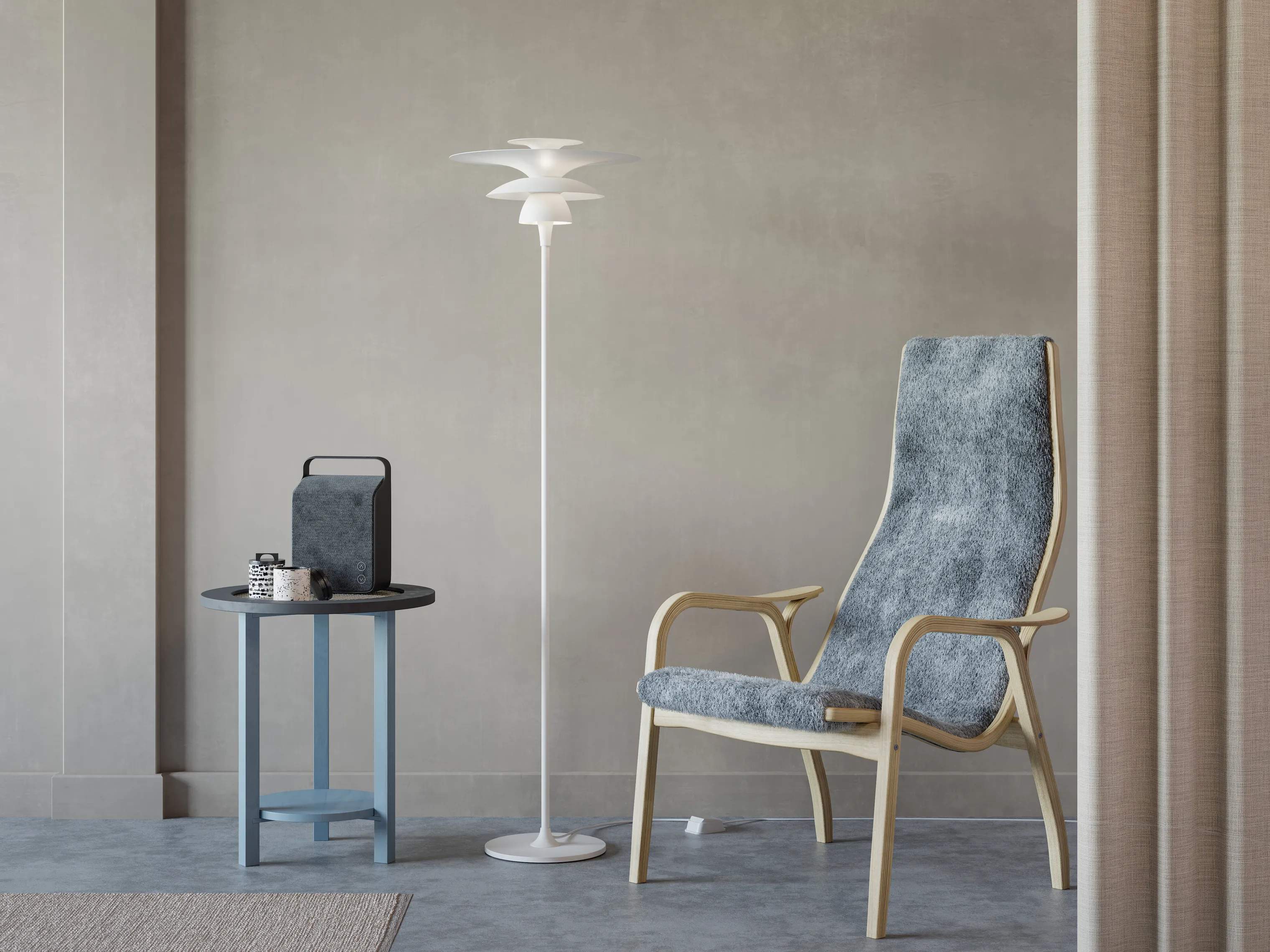 Belid Gulvlamper Picasso Gulvlampe i Mat hvid, 140,3 cm, 2