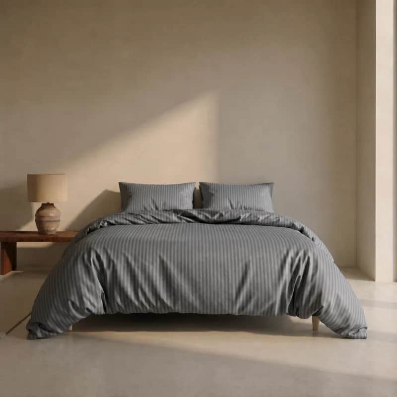 Casa Decór Sengetøj Dreamers Stripe Sengetøj i Anthracite, B140 x L200 cm, 3