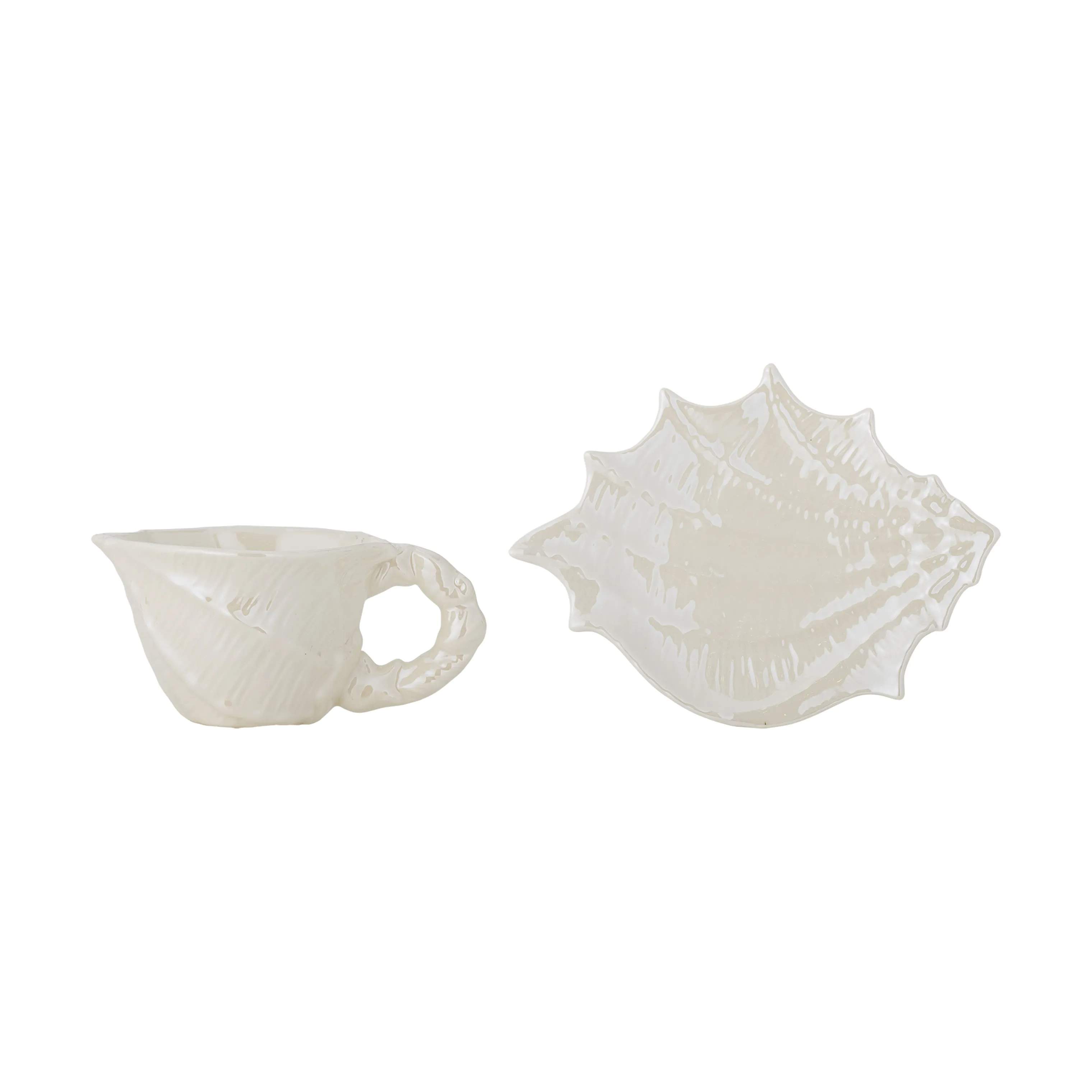 Bloomingville Underkopper Shellie Kop m. underkop i Hvid, 4