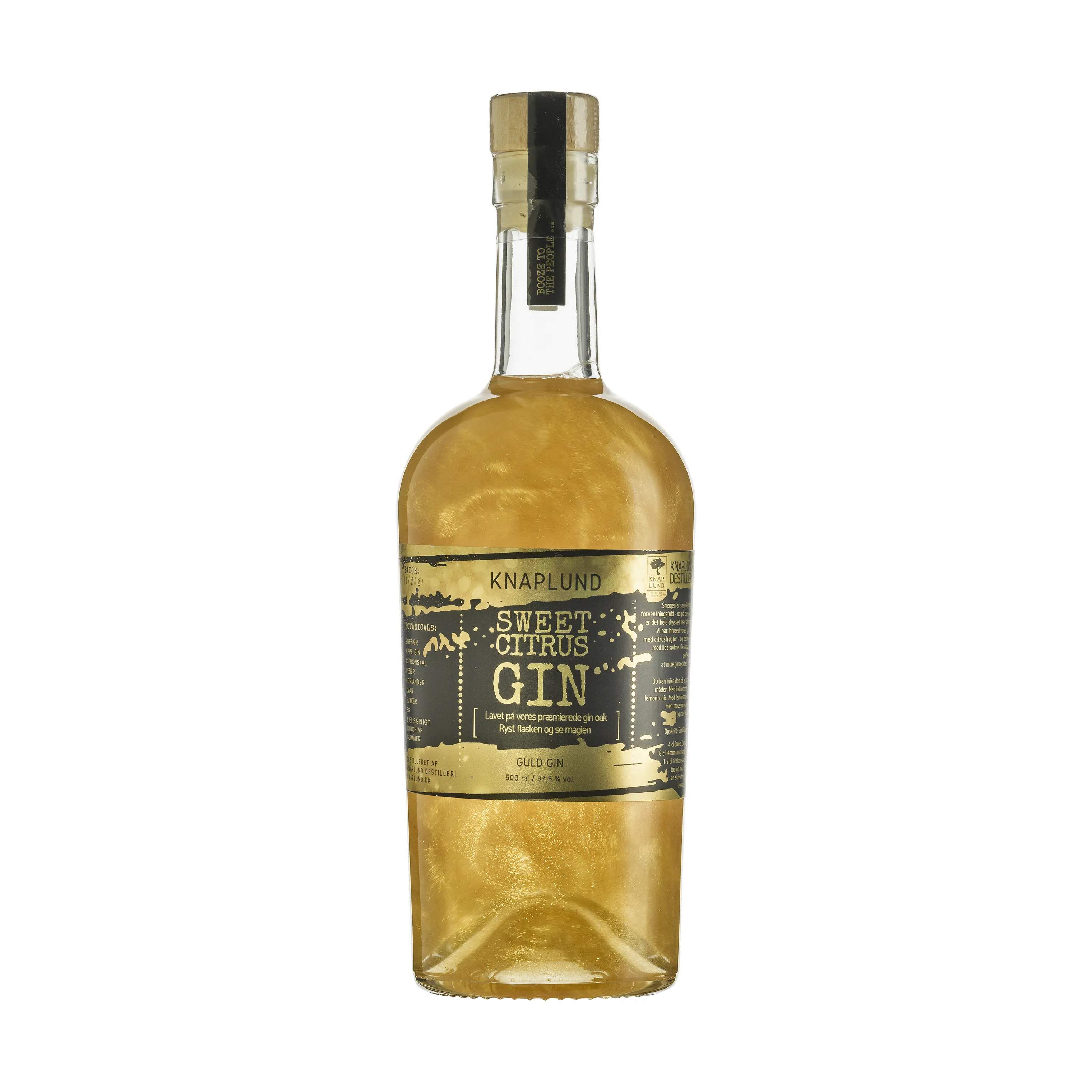 Gin - Sweet Citrus med guldglimmer, guldfarvet med guldlimmer, large