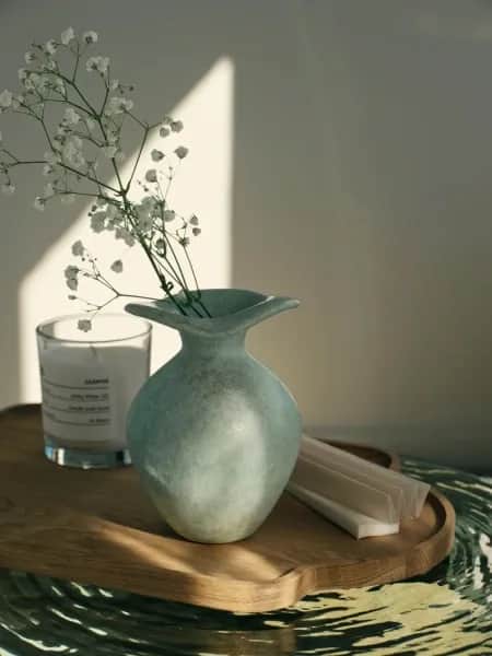 Broste Copenhagen Vaser Florentina Vase i Grøn, H14 x Ø9,5 cm, 2