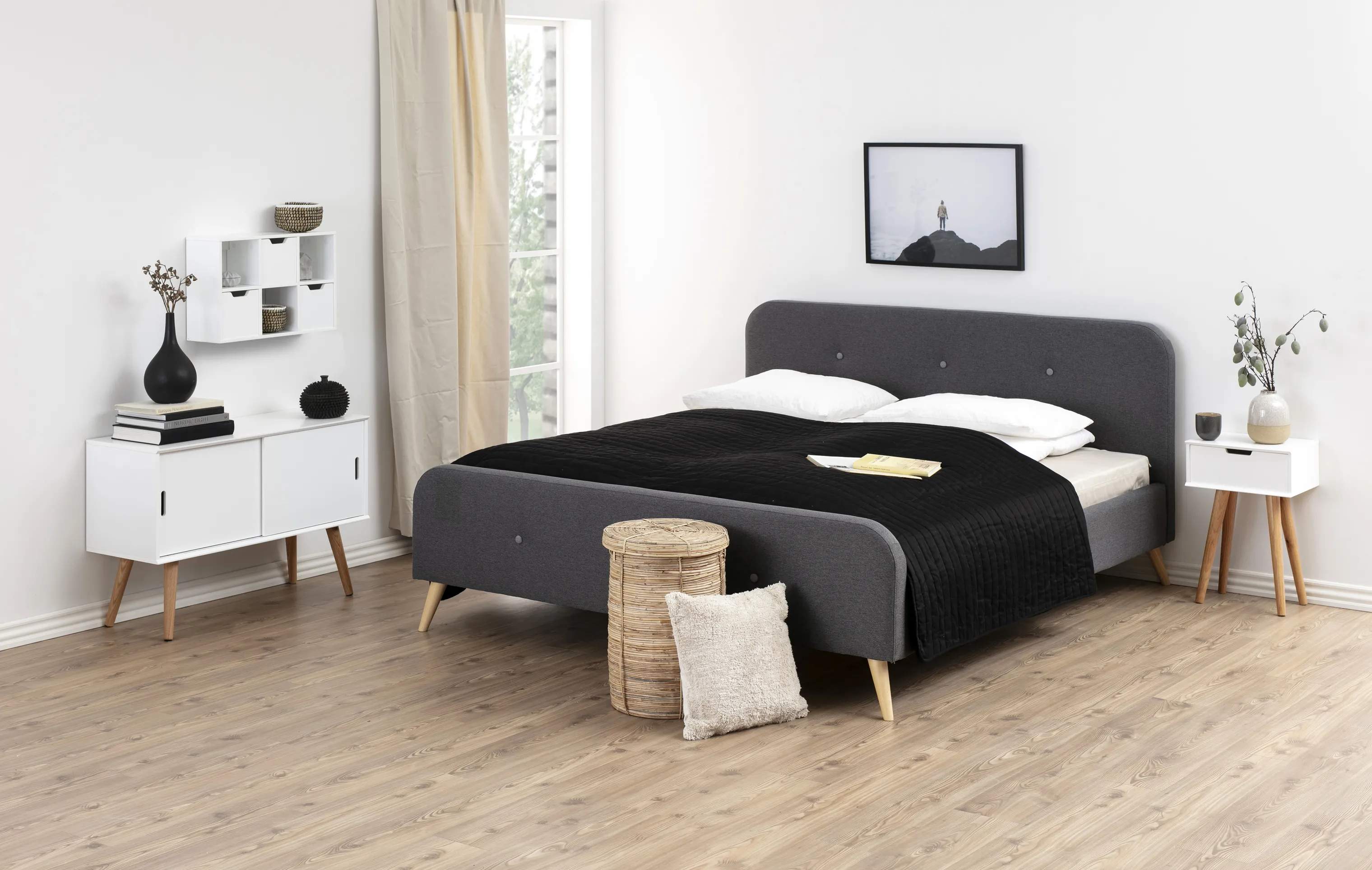 CASA Living Sengeborde Mitra Natbord i hvid/natur, 2