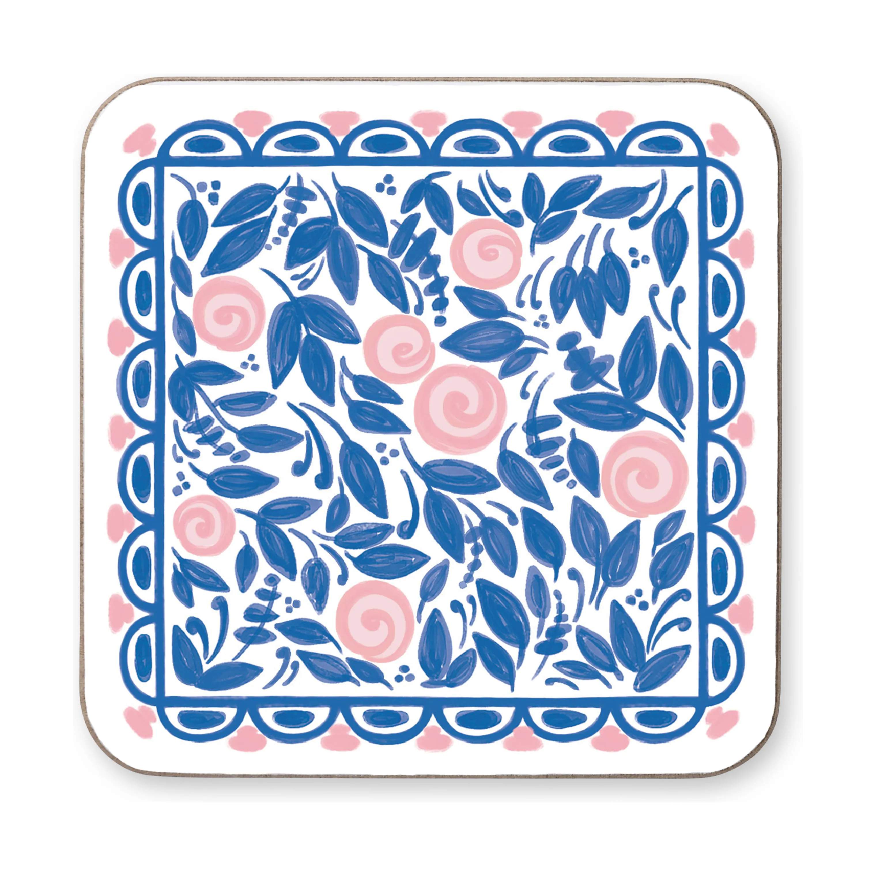 Bjørn Wiinblad Glasbrikker og coasters Dora Coaster - 4 stk. i Blue flower, 3