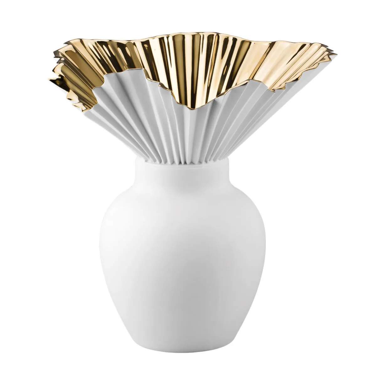 Falda Vase, guld/mat hvid, large