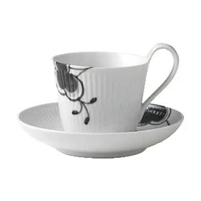 Royal Copenhagen Krus og kopper med hank Sort Mega Riflet Kaffekop i Sort/hvid, 24 cl, 4