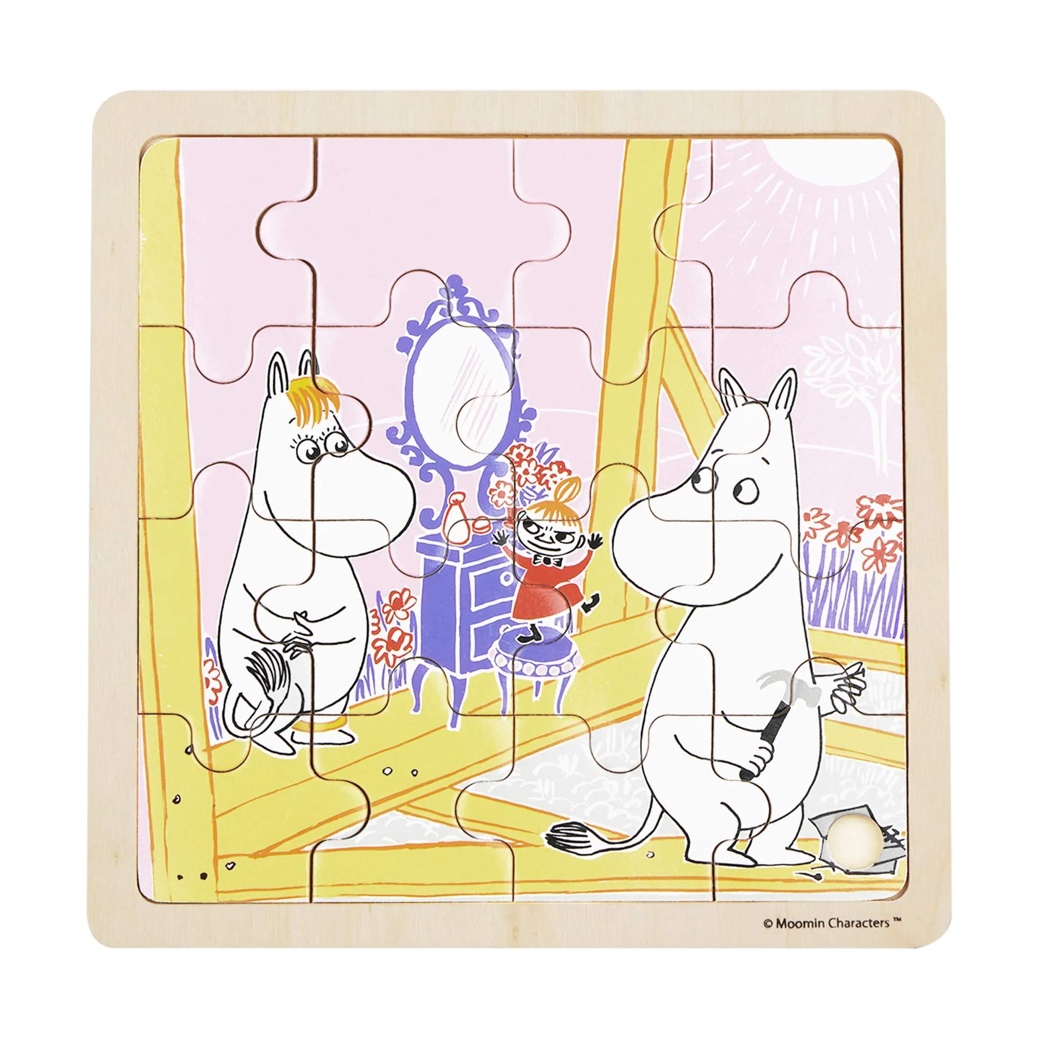 Barbo Toys Spil Puslespil - Mumin bygger i Lyserød og orange, 1