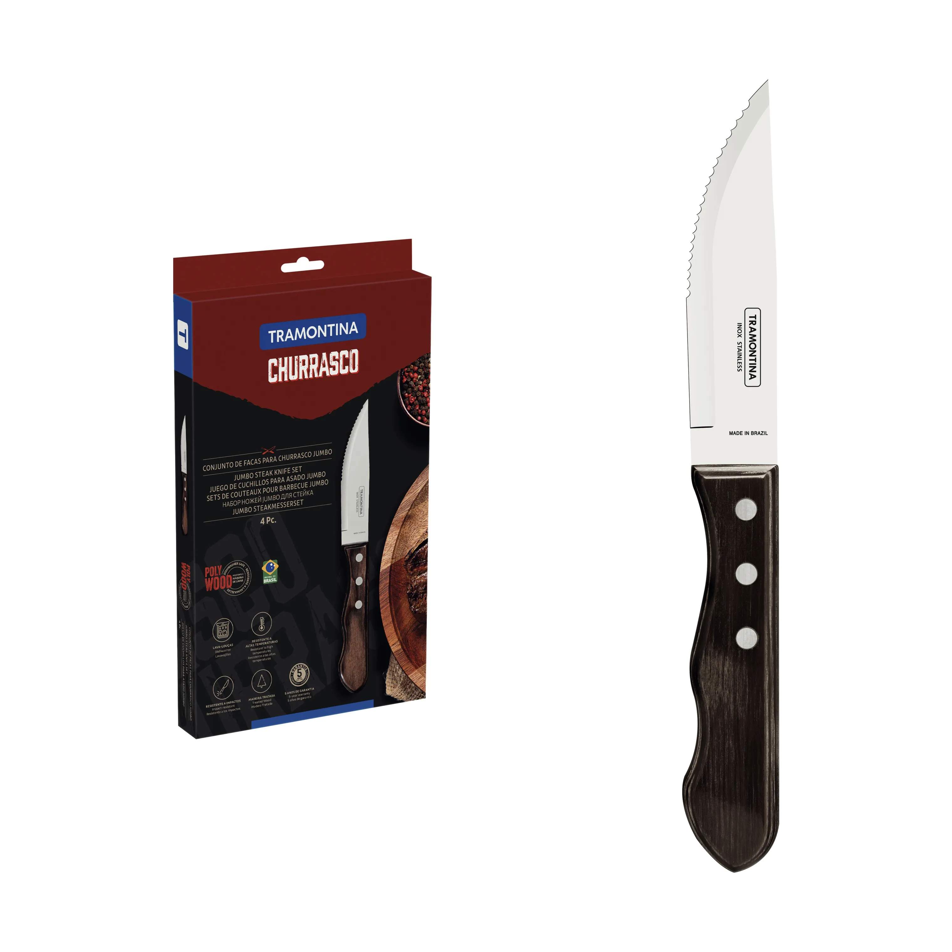Tramontina Steakknive Churrasco Jumbo Grillknive - 4 stk. i natur, 4