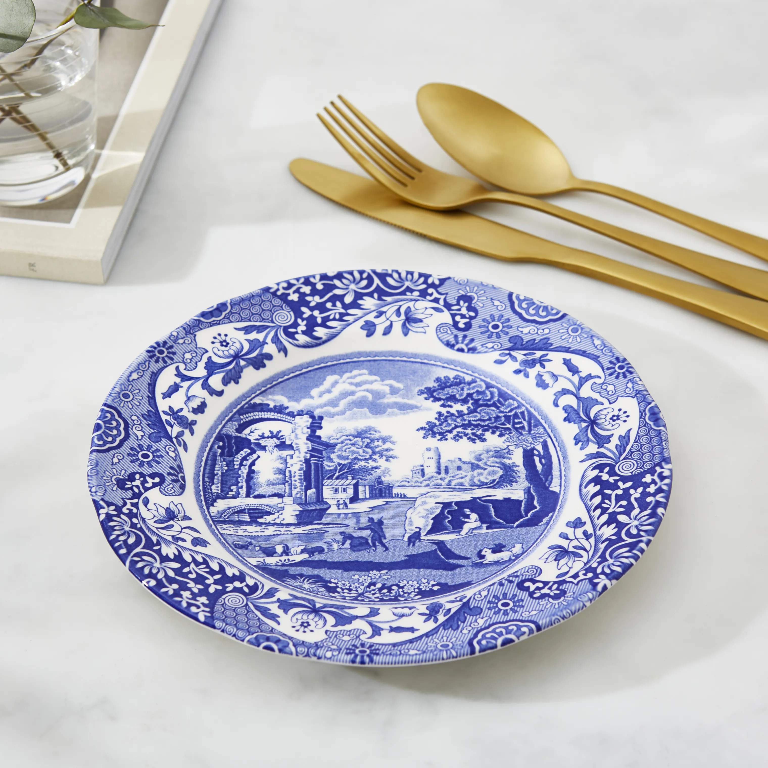 Spode Kagetallerkener Blue Italian Blue Italien Desserttallerken - 4 stk. i Blå/hvid, 2