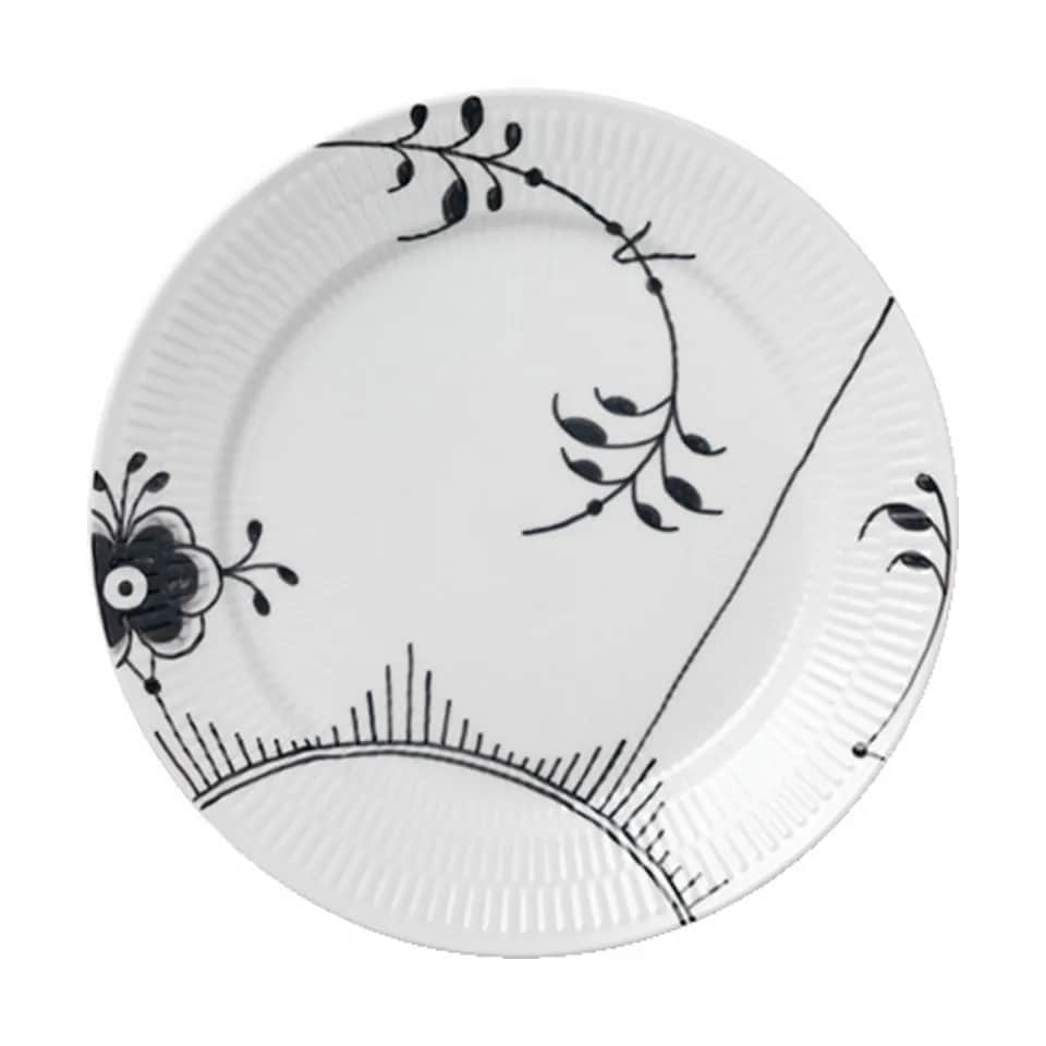 Royal Copenhagen Middagstallerkener Sort Mega Riflet Middagstallerken #2 - 2 stk. i Sort/hvid, 27 cm, 4