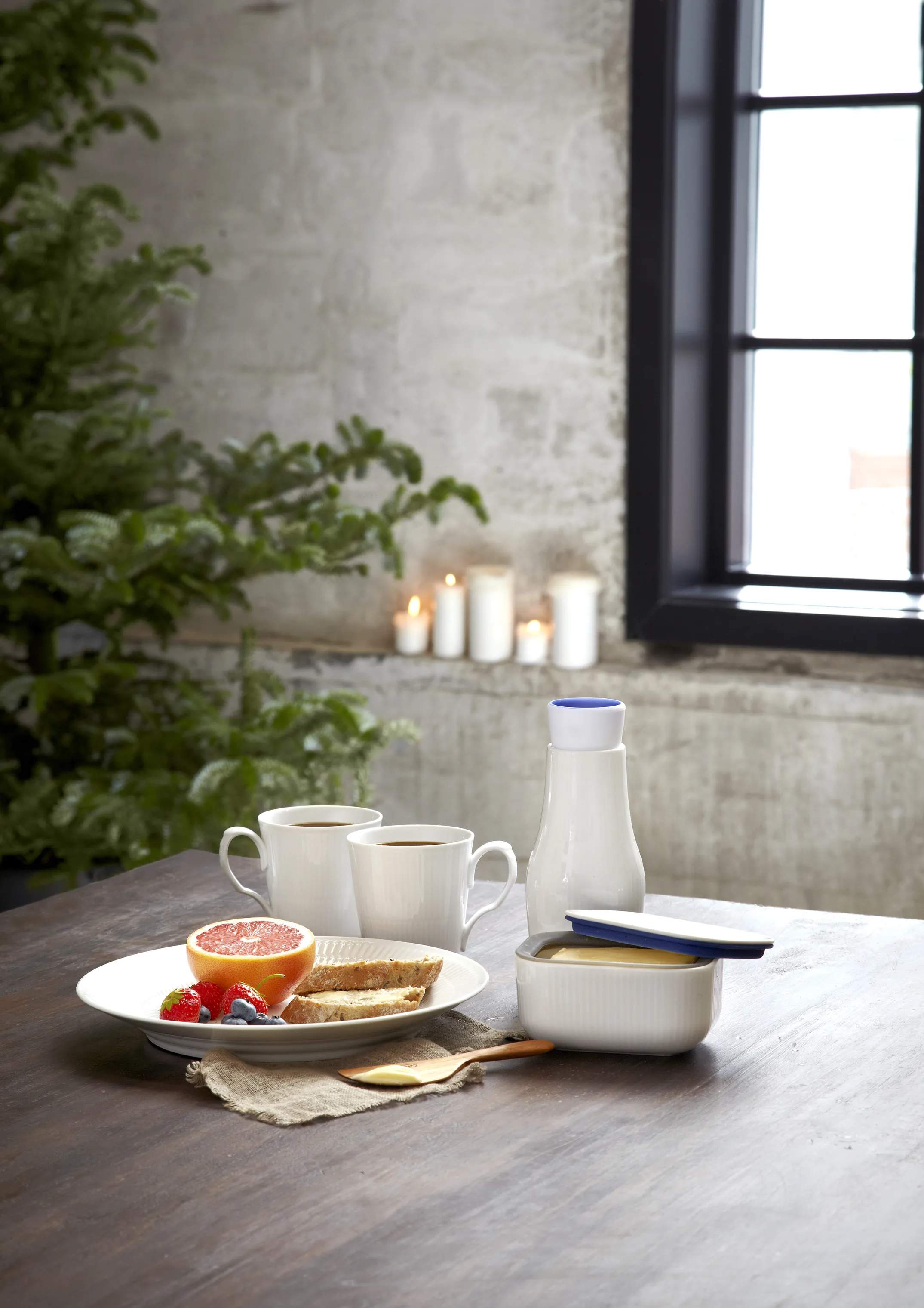 Royal Copenhagen Smørbokse Hvid Riflet Smørboks i Hvid, 3