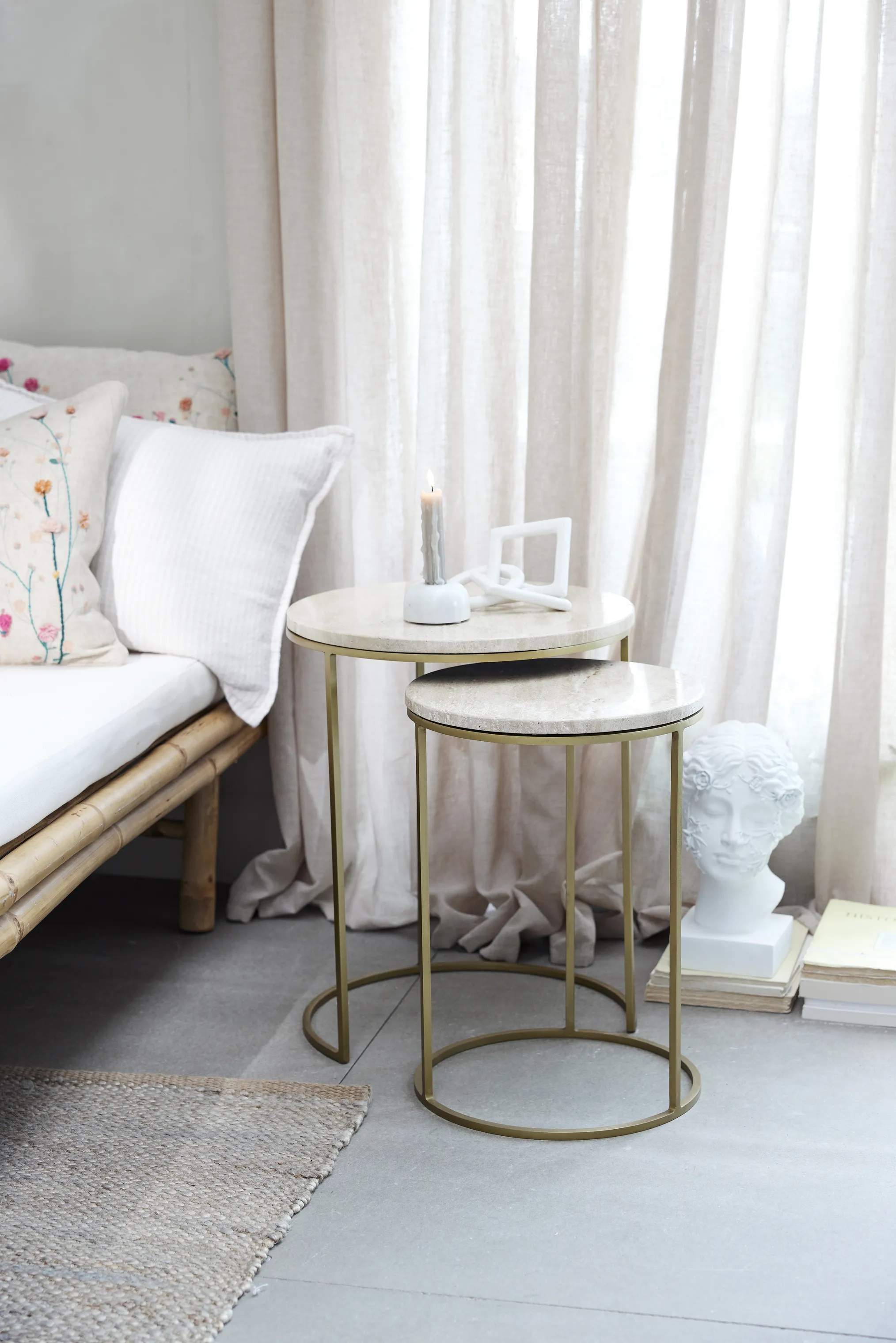 Lene Bjerre Sideborde Traville Sidebord - 2 stk. i Beige/lys guld, 2