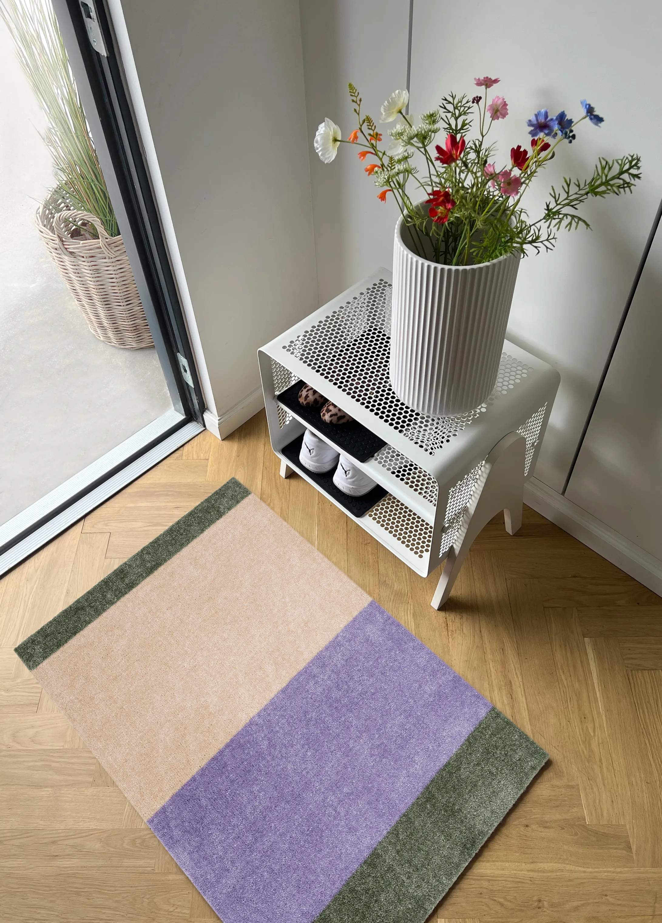 Tica Copenhagen Dørmåtter Stripes Horisontal Gulvmåtte i Lilla/Ivory/grøn, B60 x L90 cm, 6