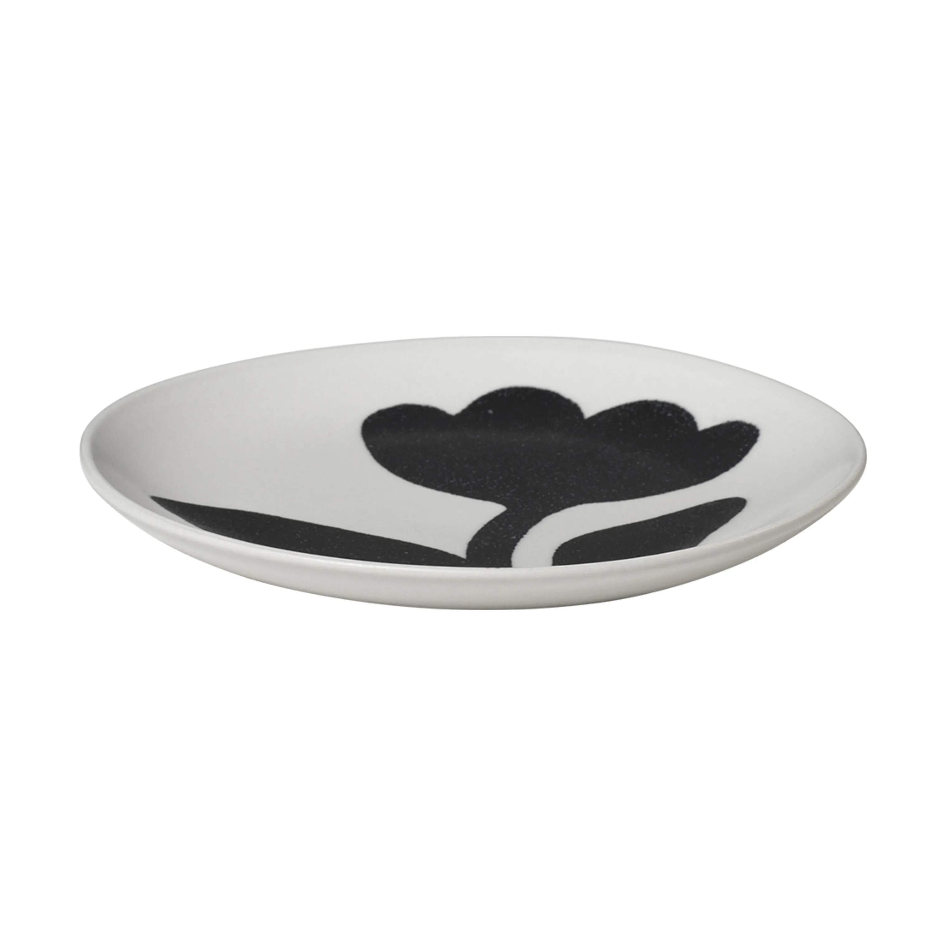 Broste Copenhagen Tallerkener Flora Tallerken i Black/Off White 1, 3