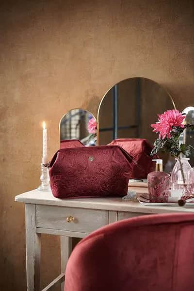 PIP Studio Toilettasker Quiltey Days Kosmetiktaske - Ekstra stor i Dark Pink, 5