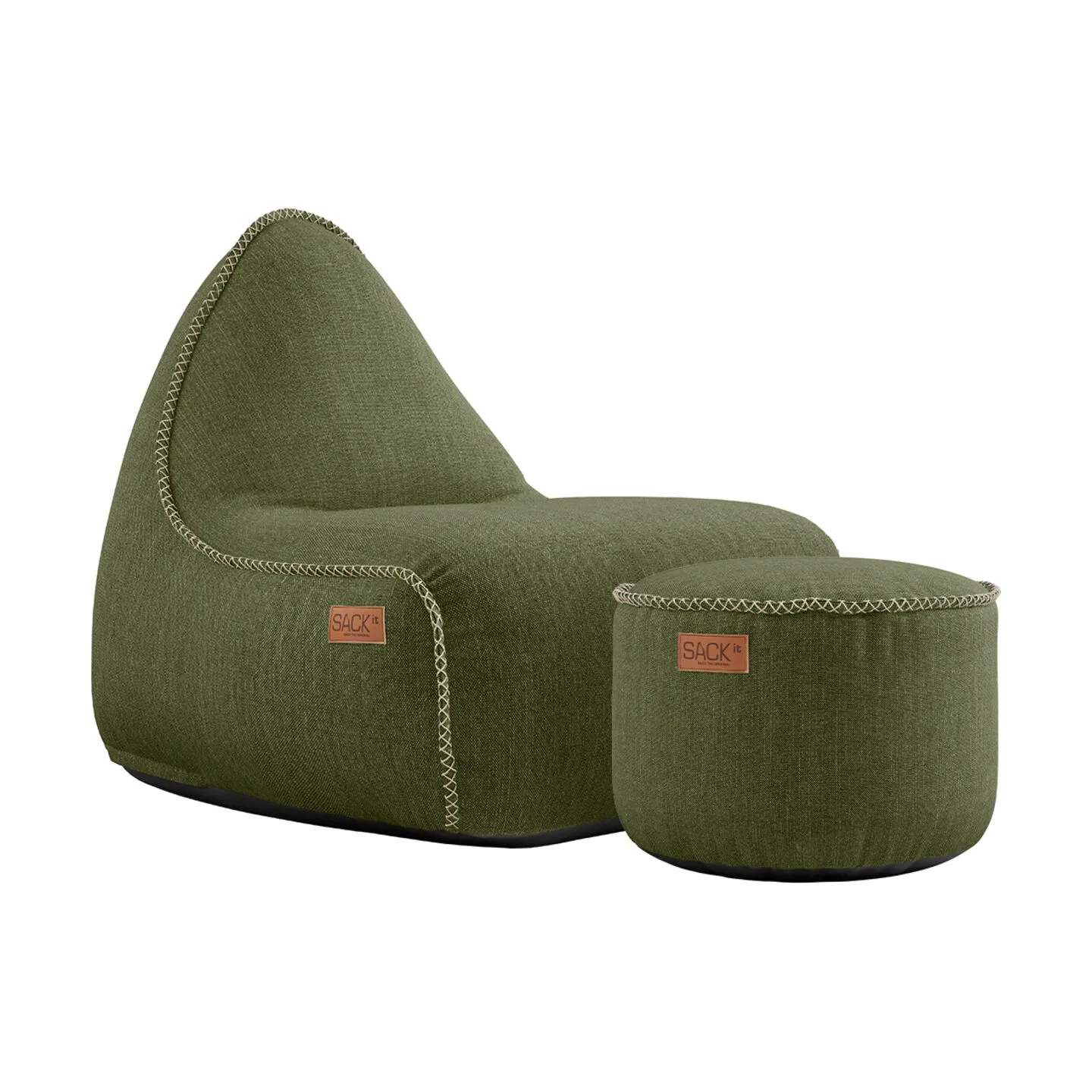 SACKit Loungesæt Cobana Sækkestol med Puf - 2 dele i Olive, 1