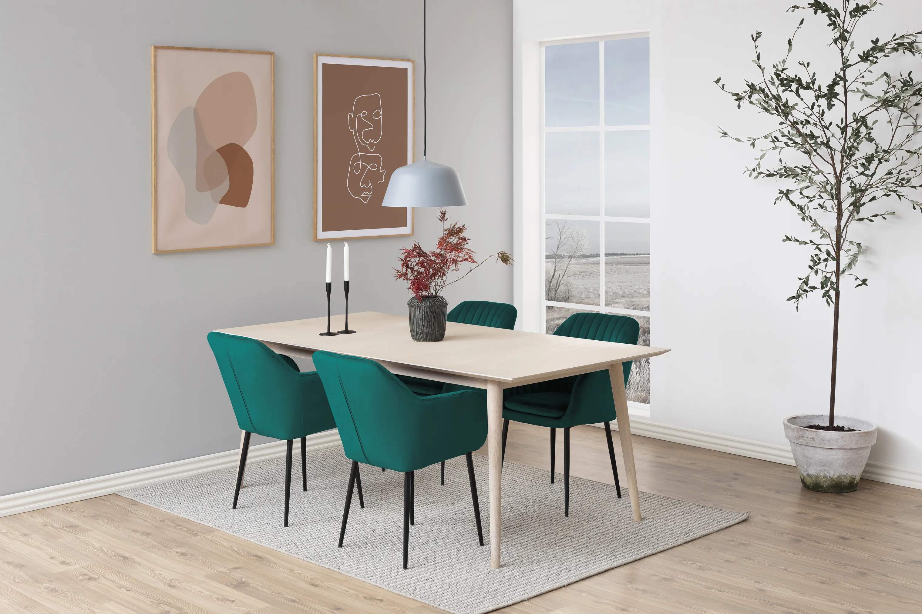 CASA Living Spisebordsstole Emilia Spisebordsstol i flaskegrøn/sort, 3