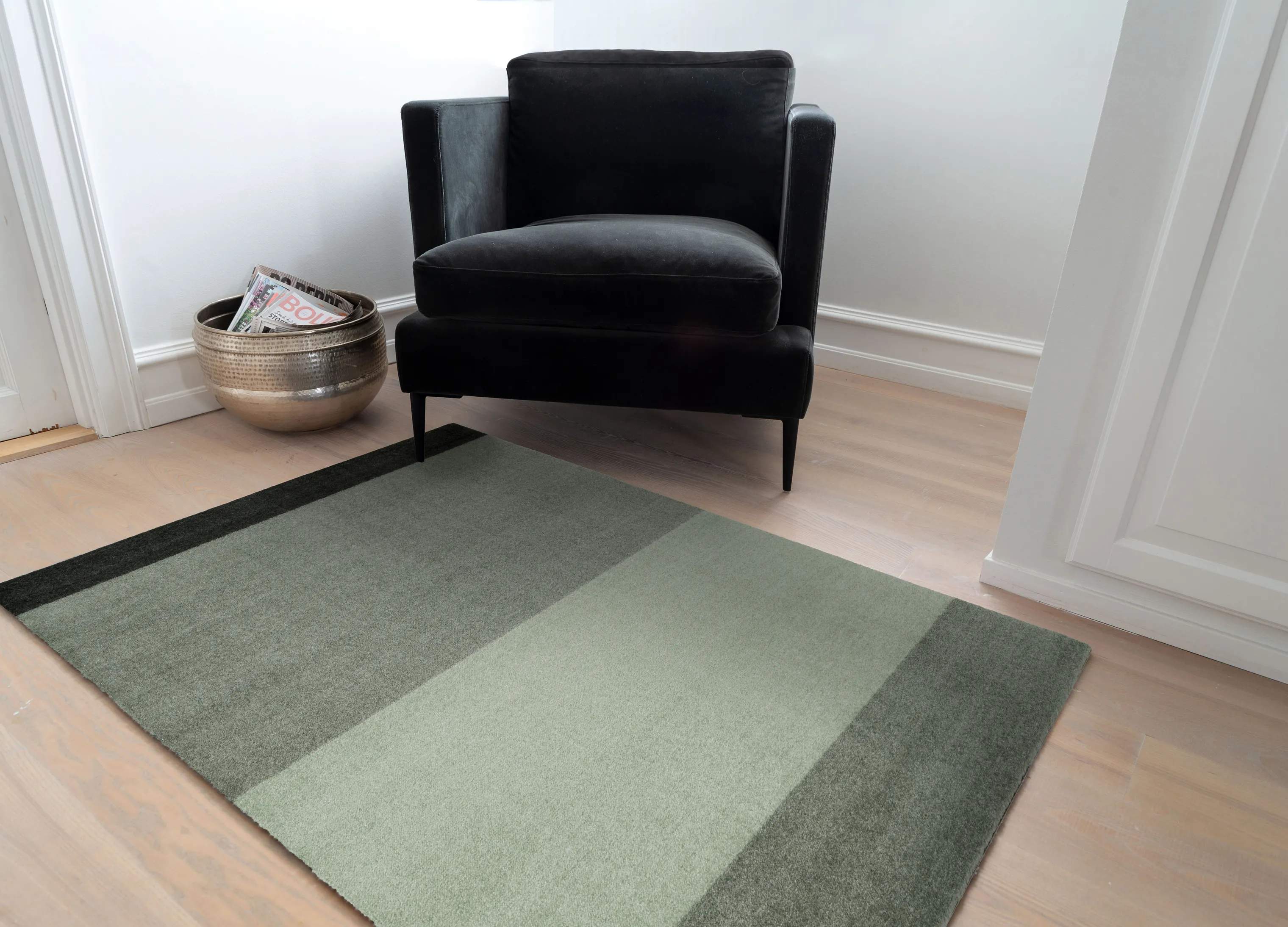Tica Copenhagen Gulvtæpper Stripes Horisontal Gulvtæppe i Lysgrøn/støvetgrøn/mørkegrøn, B90 x L130 cm, 2