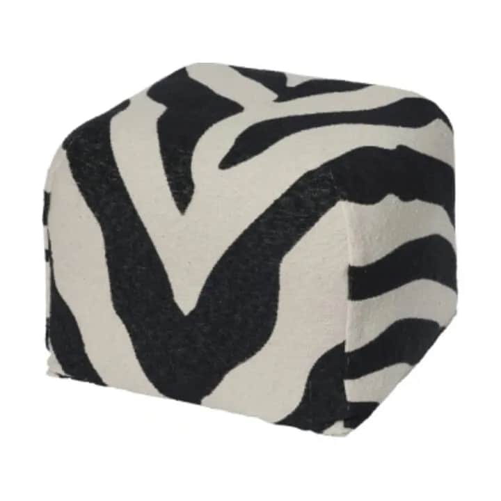 Broste Copenhagen Puffer Puf - Zebra i Sort, 1