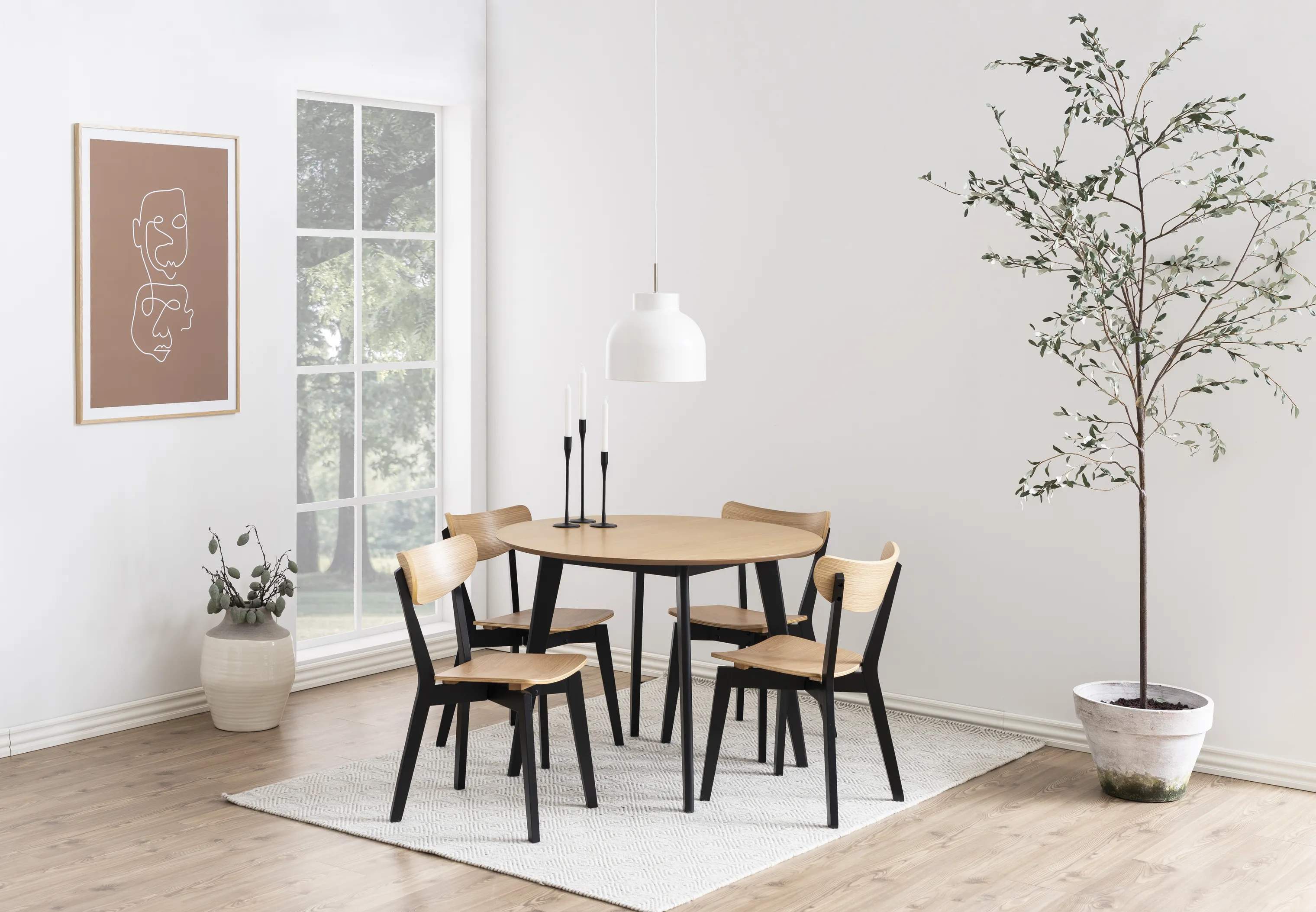 CASA Living Spiseborde Roxby Spisebordssæt - 5 dele i Natur/sort, 2