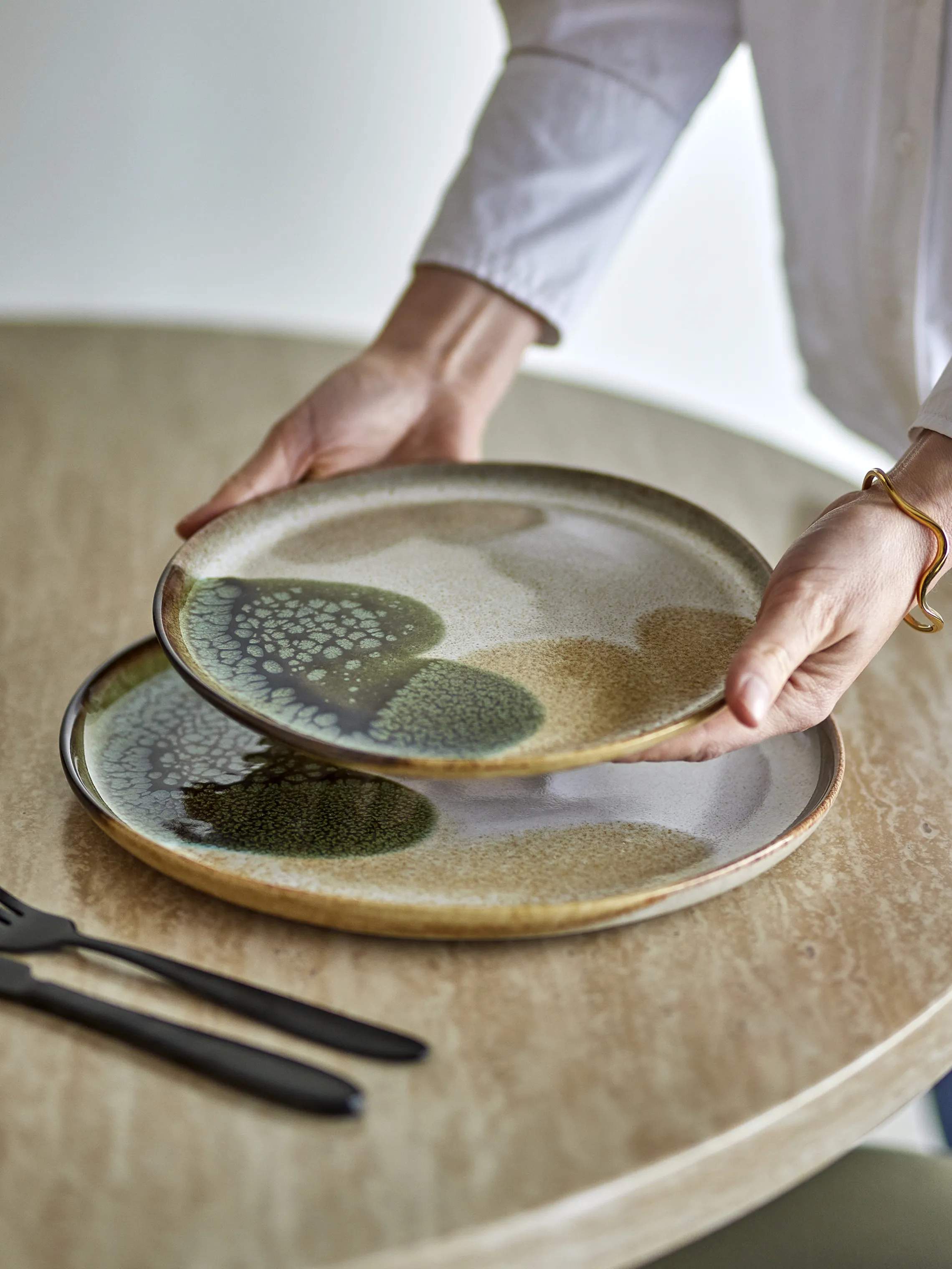 Bloomingville Frokosttallerkener Jules Morgenmadssæt - 12 dele i Grøn, 3