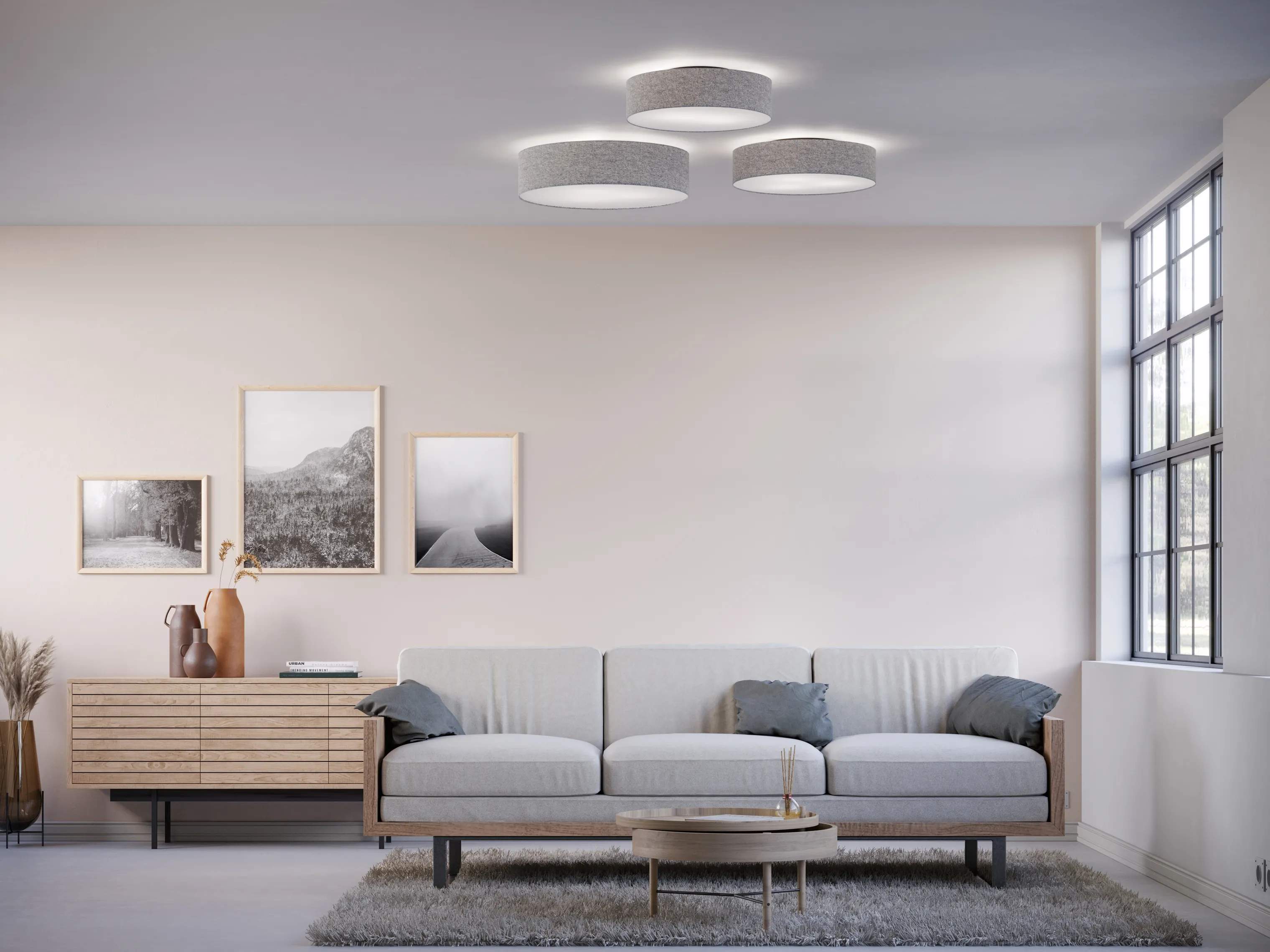 Belid Loftlamper Tyson Soft Plafond i Grå, 50 cm, 2