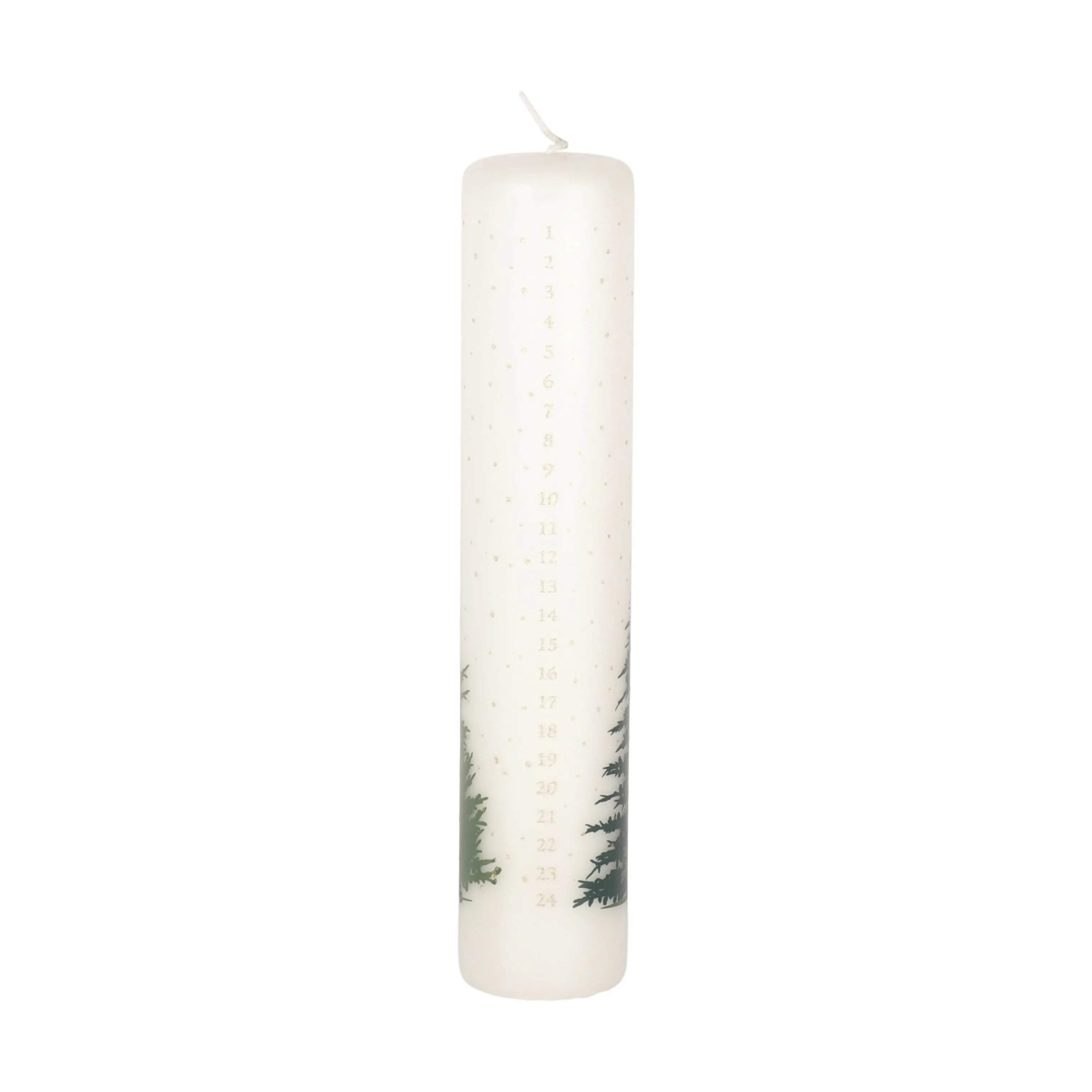 Kalenderlys - Juletræer, hvid/grøn, large