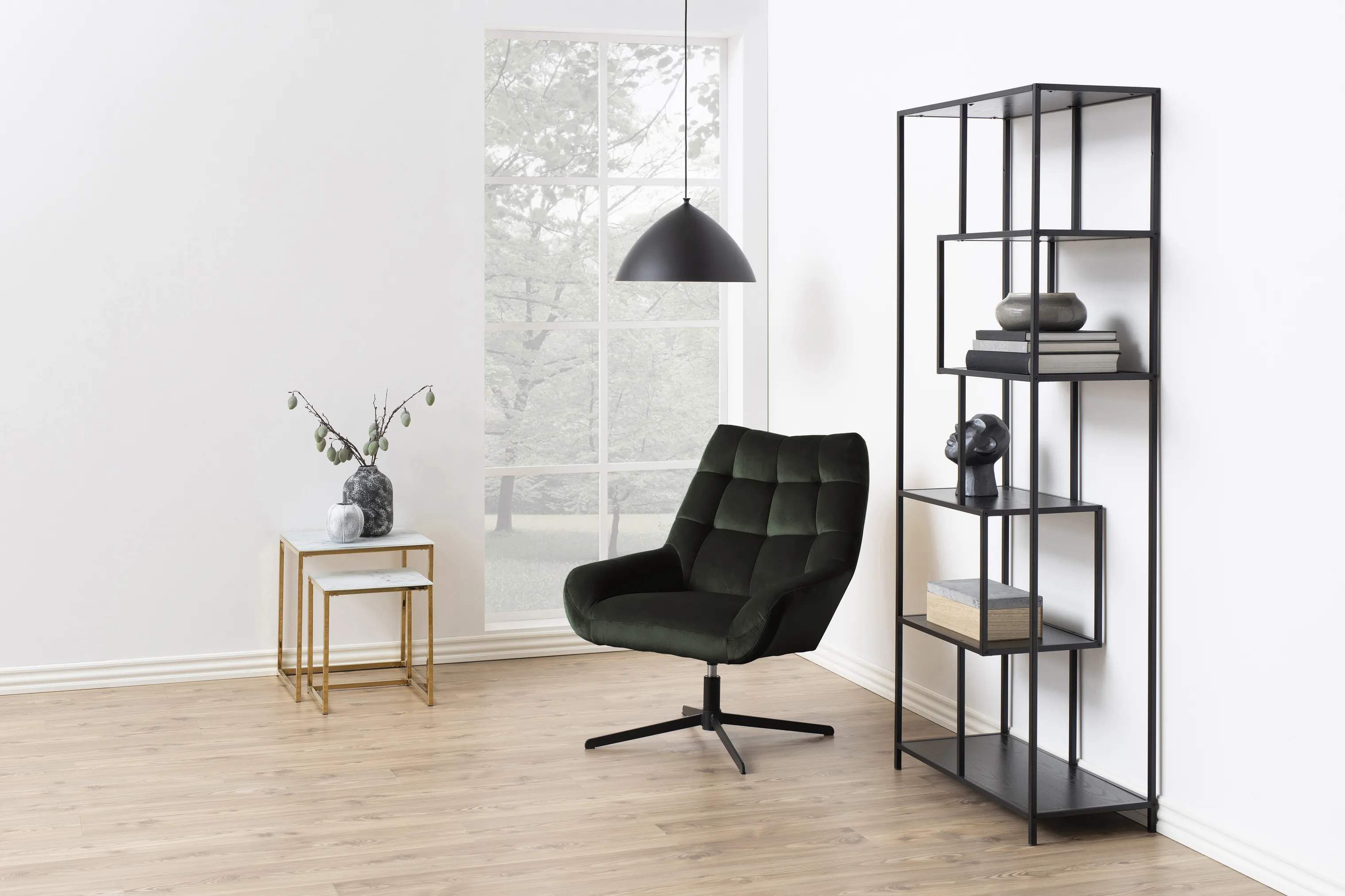 CASA Living Lænestole Paris Stol i Mørkegrøn/sort, 2