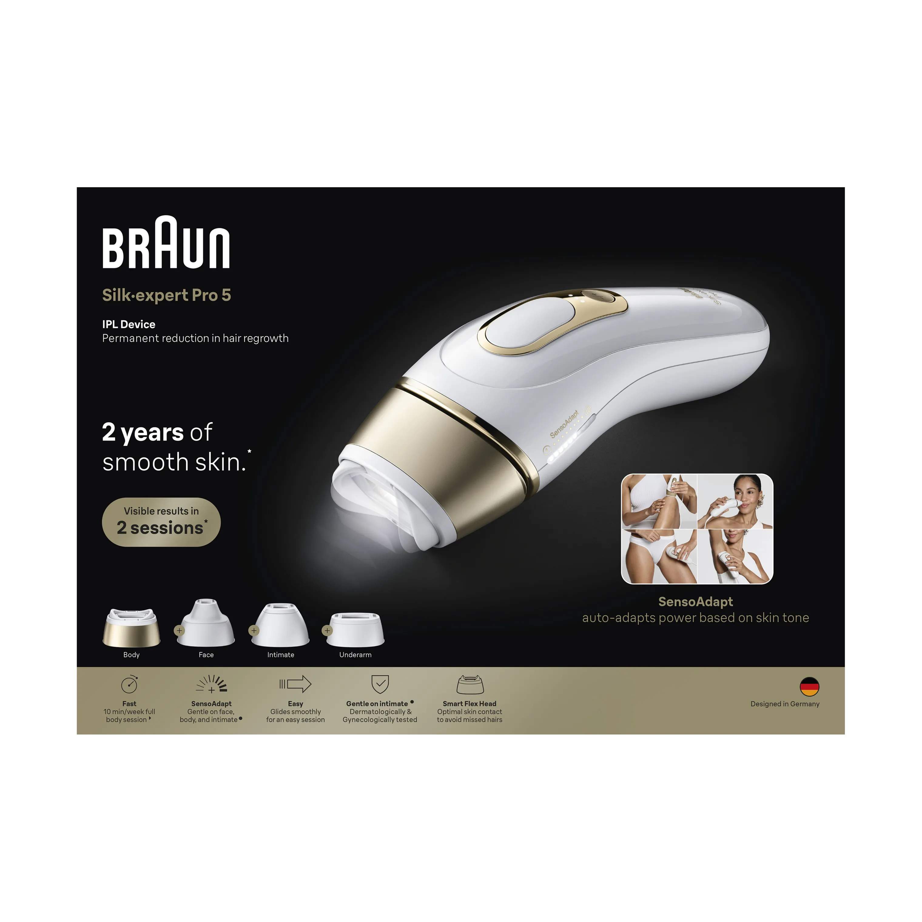 Braun Ladyshavere IPL Silk·expert Pro 5 Hårfjerner i Hvid, 2