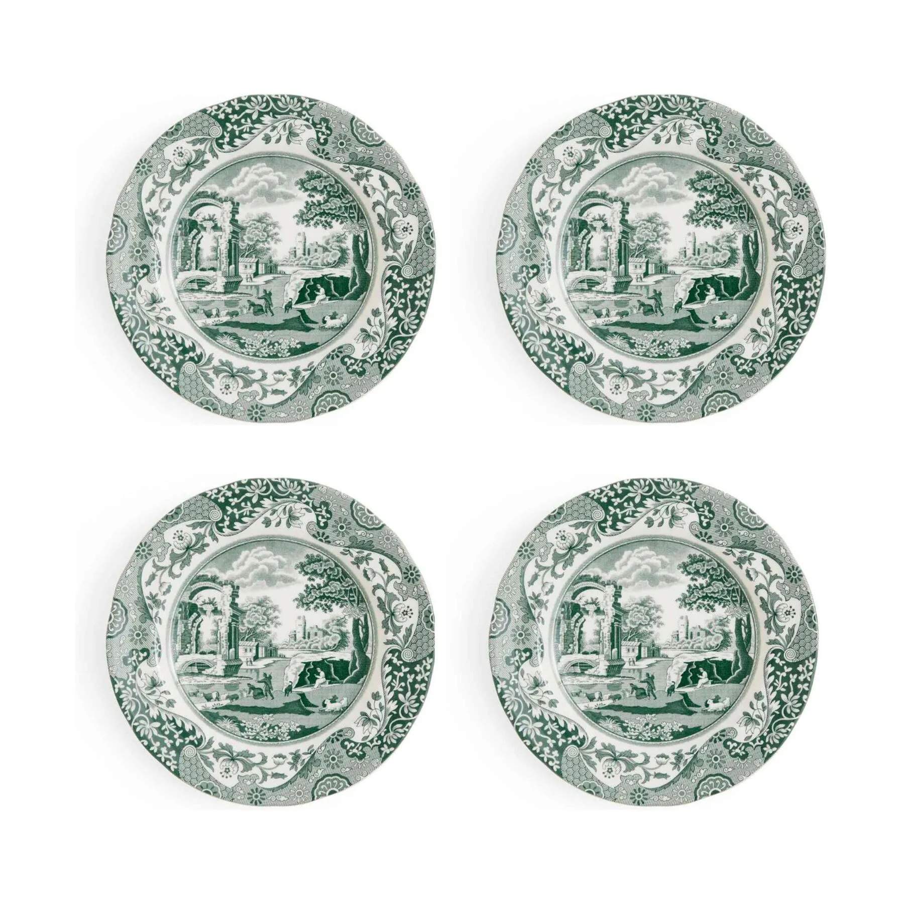 Spode Asietter Heritage Green Italian Asiet - 4 stk. i Grøn/hvid, 1