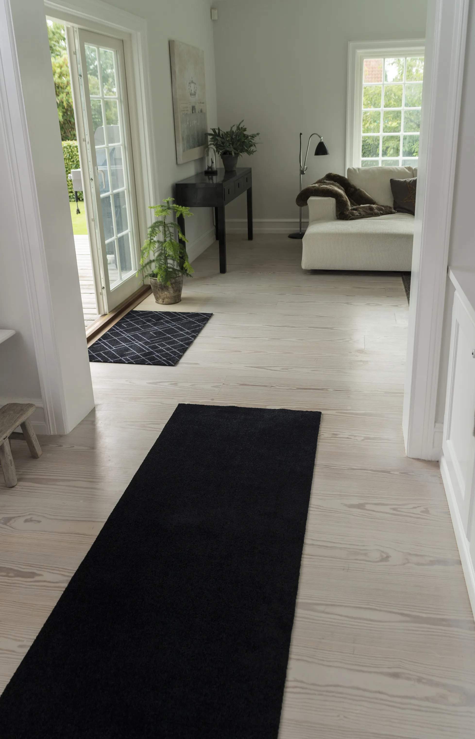 Tica Copenhagen Dørmåtter Uni Color Gulvmåtte i Sort, B67 x L200 cm, 4