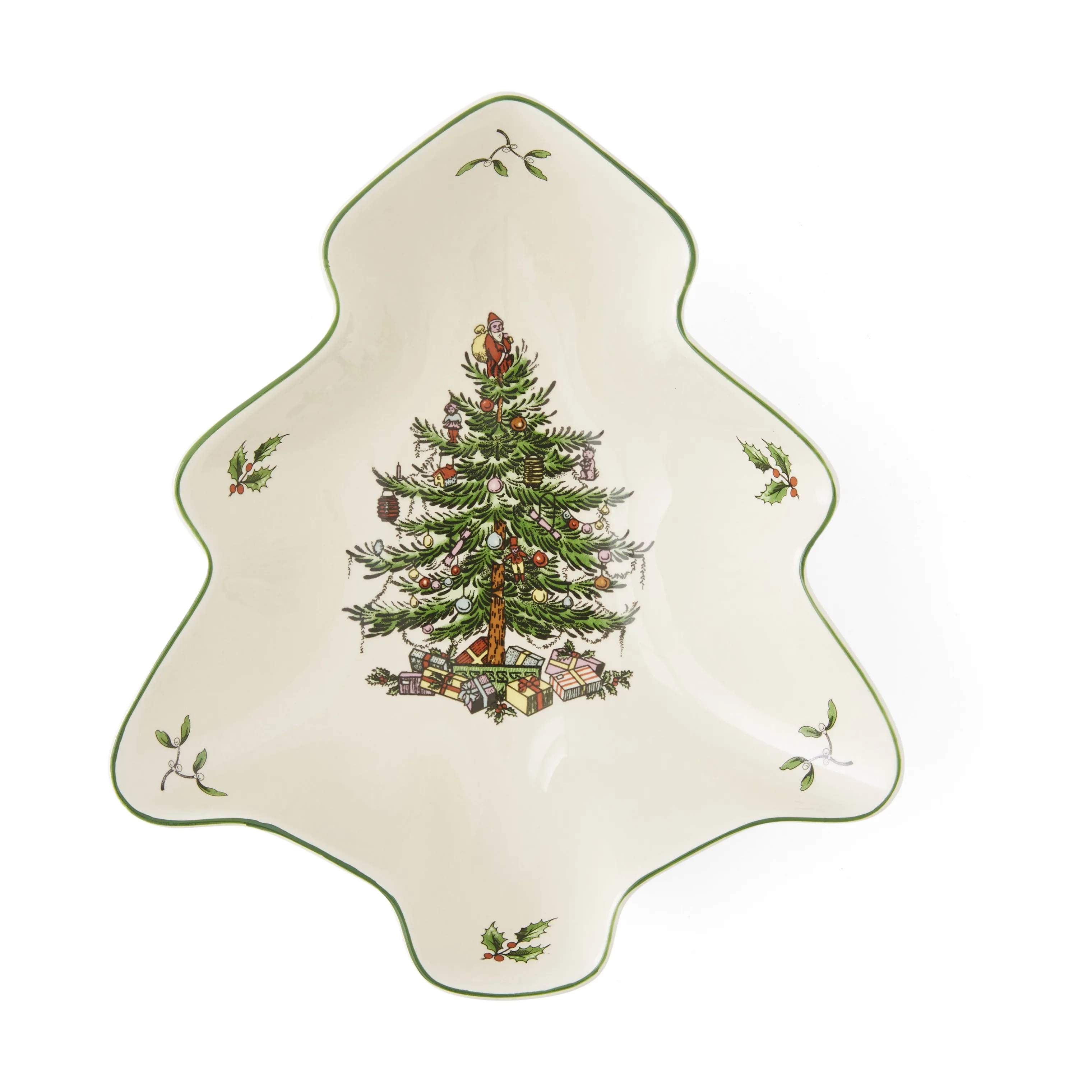 Spode Serveringsfade Christmas Tree Fad i Hvid/grøn/rød, 1