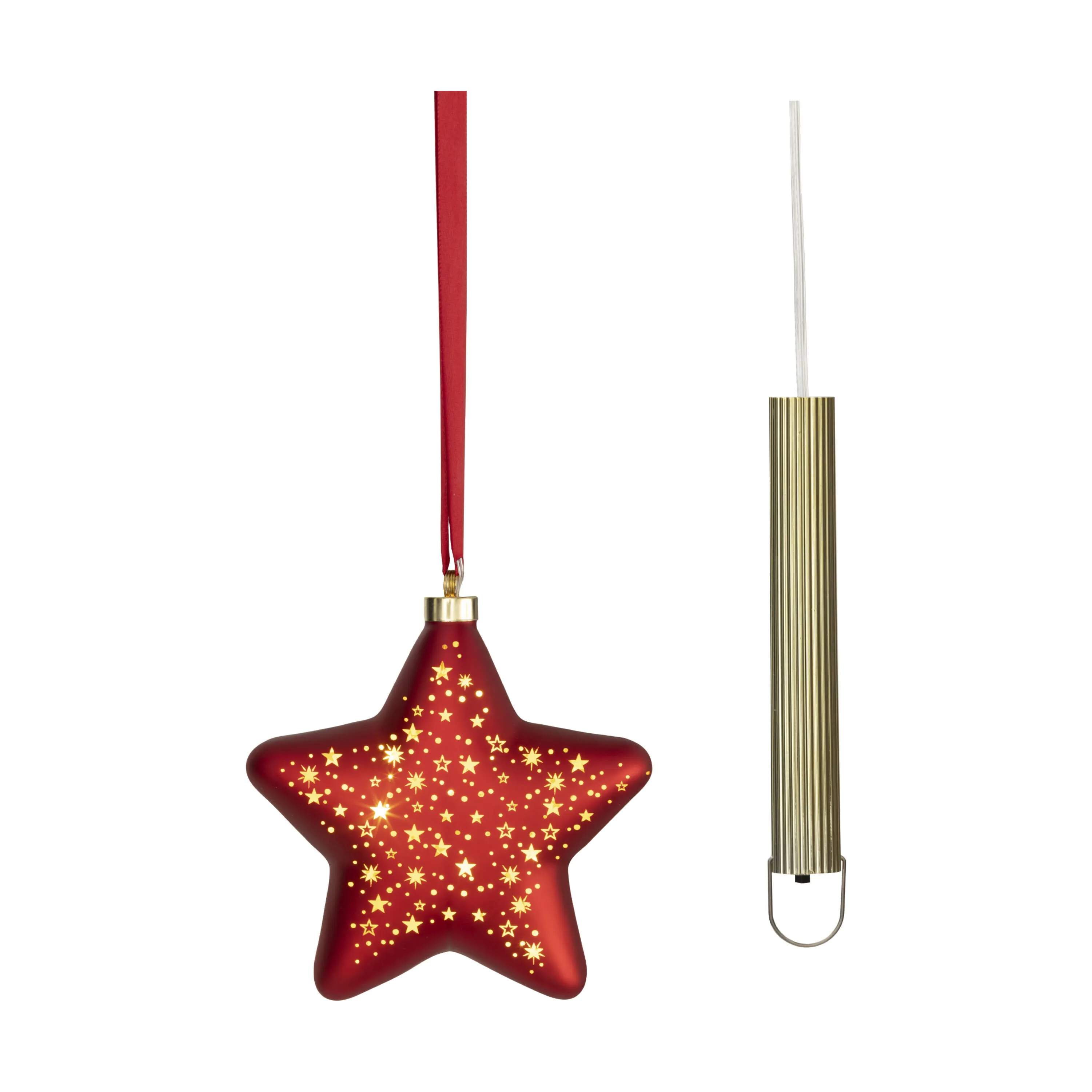 Casa Christmas Juleophæng LED Glasstjerne i Rød, 20 cm, 1