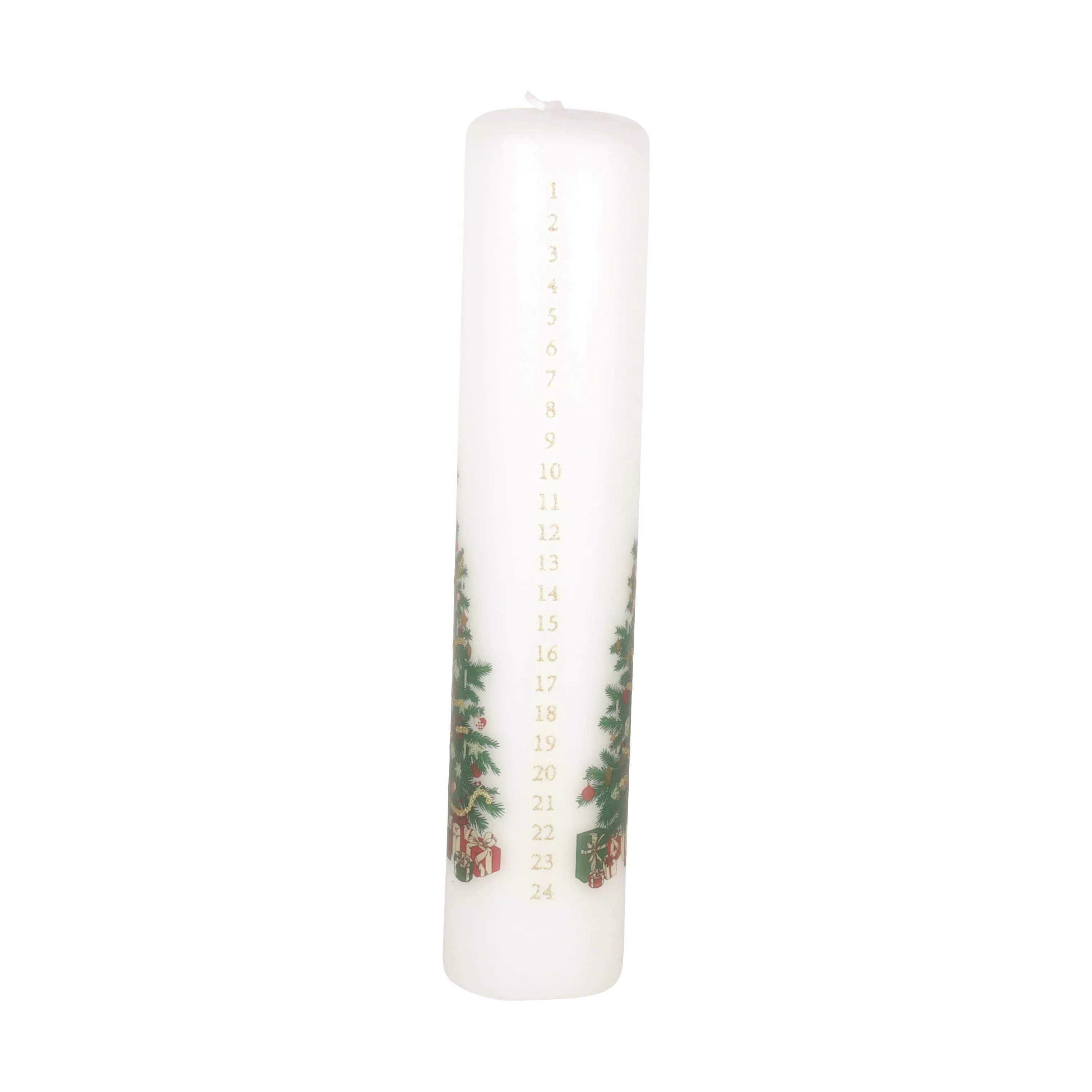 Kalenderlys - Pyntet træ, white/green, large