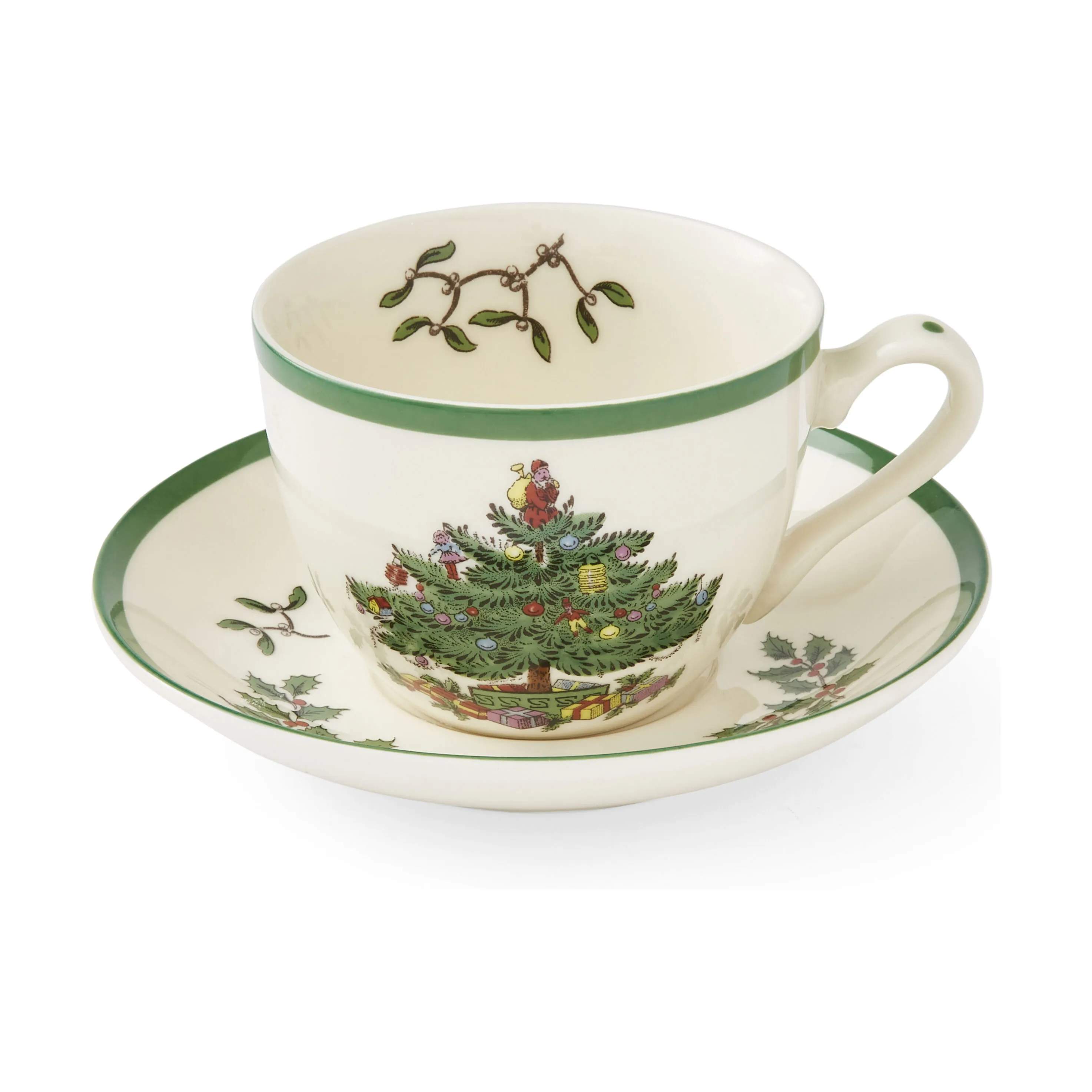 Spode Krus og kopper med hank Christmas Tree Tekop i Hvid/grøn/rød, 1