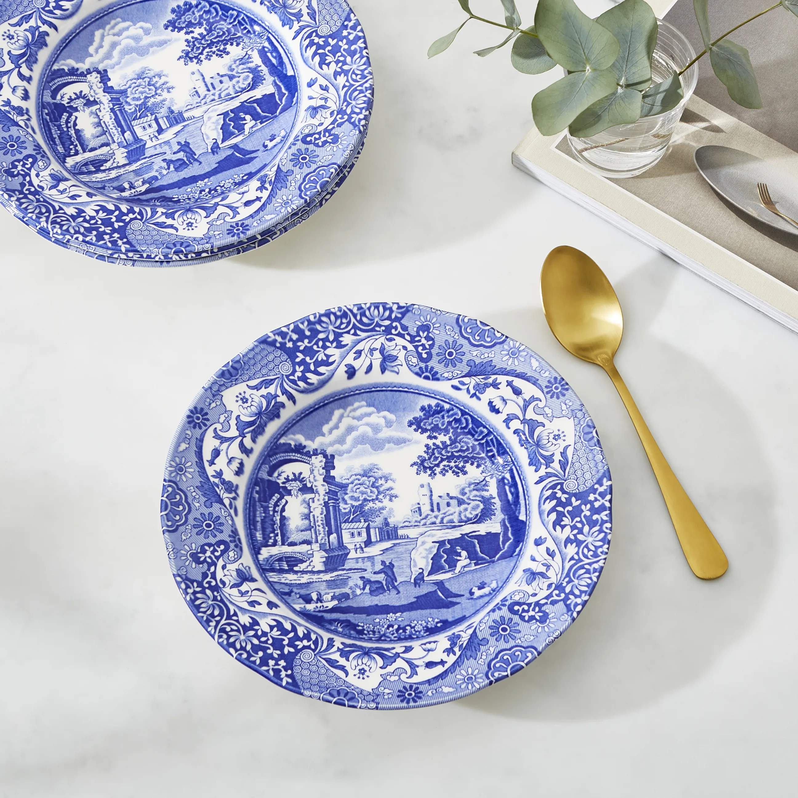 Spode Pastatallerkener Blue Italian Blue Italien Suppetallerken - 4 stk. i Blå/hvid, 2