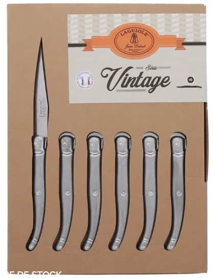 Jean Dubost Bordknive Laguiole Knive - 6 stk. i Sølvfarvet, 2